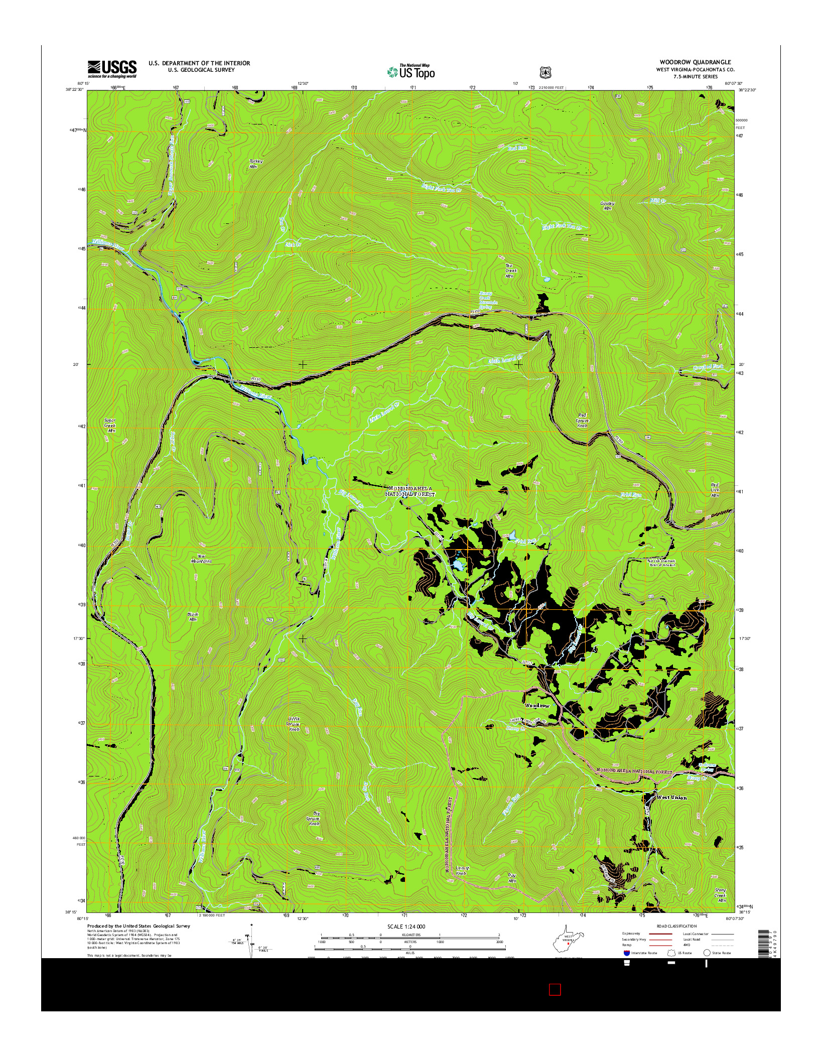 USGS US TOPO 7.5-MINUTE MAP FOR WOODROW, WV 2014
