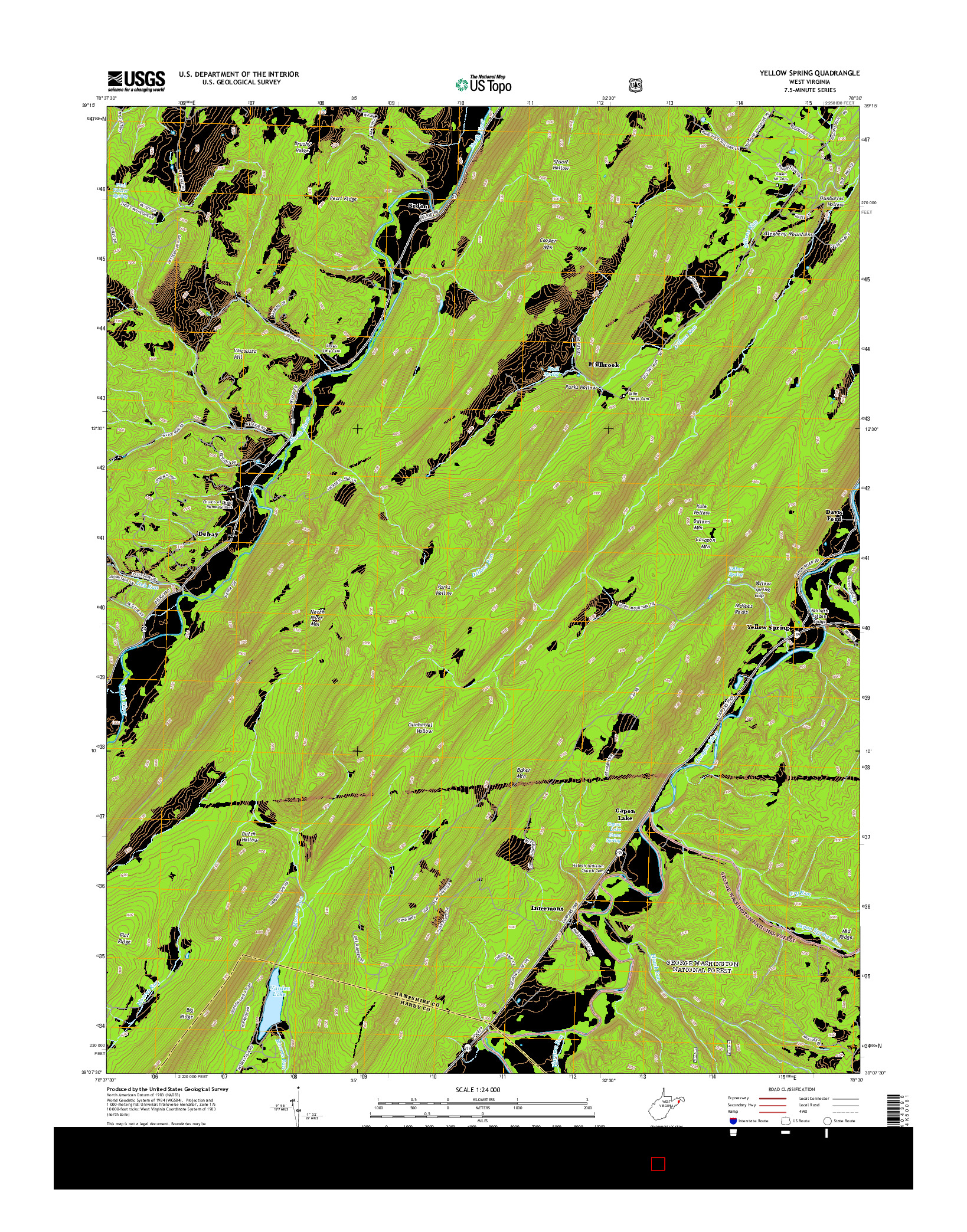 USGS US TOPO 7.5-MINUTE MAP FOR YELLOW SPRING, WV 2014