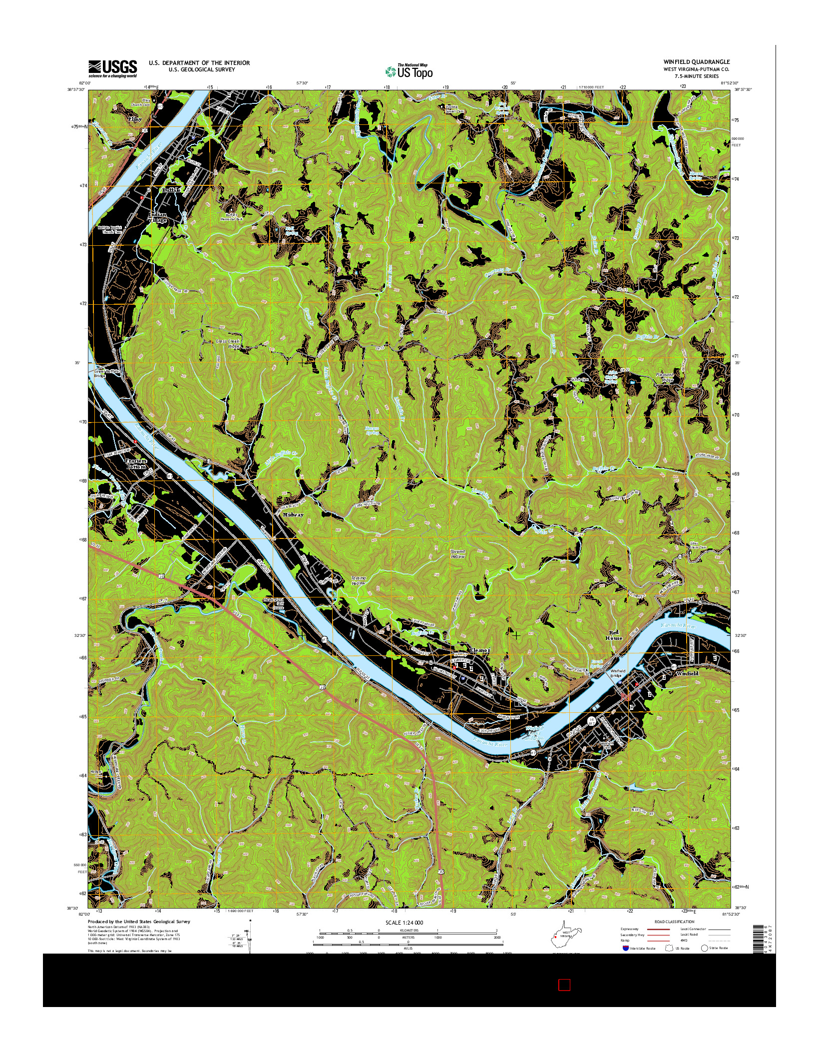 USGS US TOPO 7.5-MINUTE MAP FOR WINFIELD, WV 2014