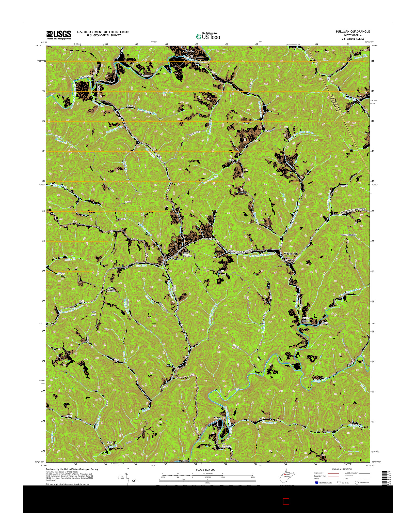 USGS US TOPO 7.5-MINUTE MAP FOR PULLMAN, WV 2014