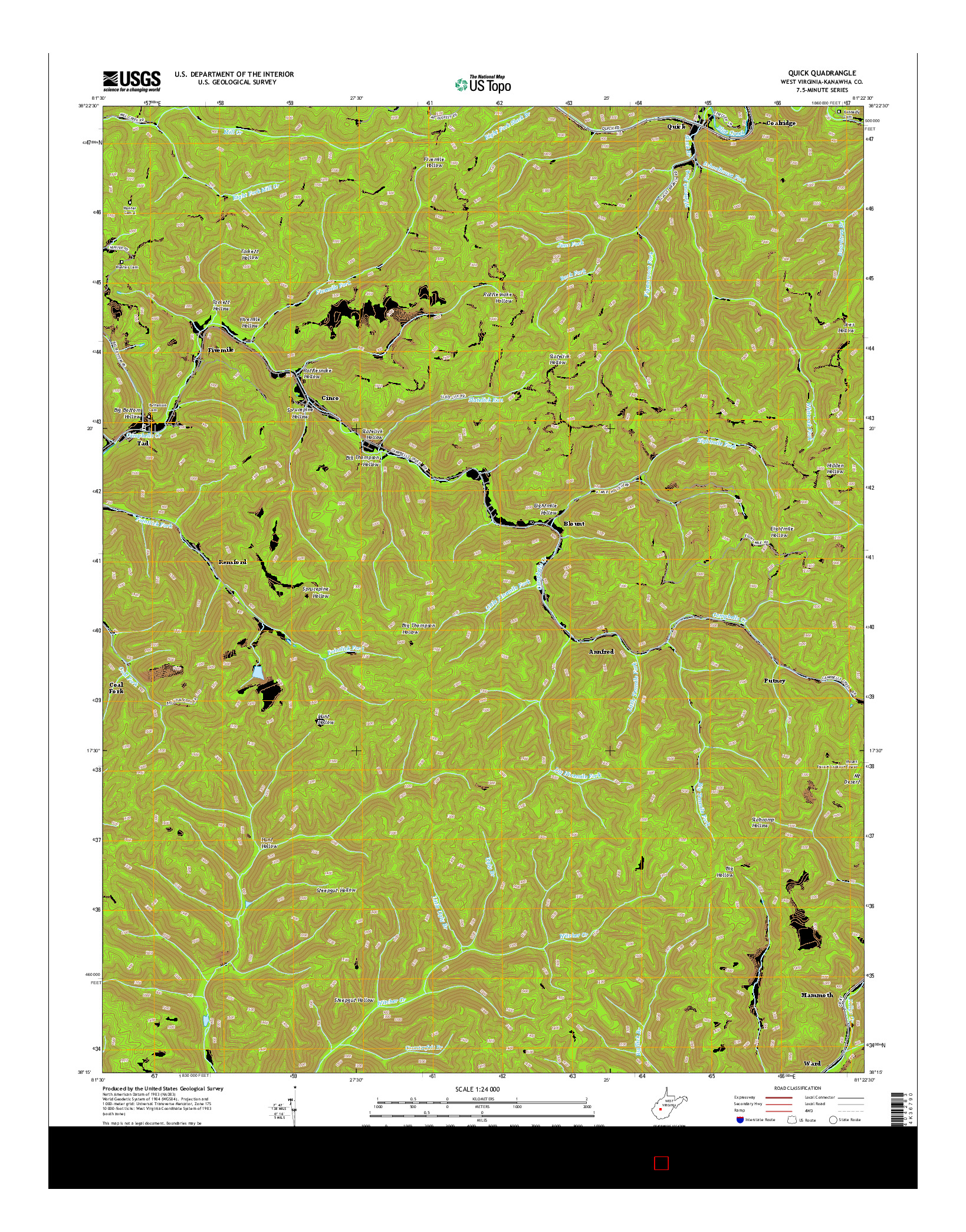 USGS US TOPO 7.5-MINUTE MAP FOR QUICK, WV 2014