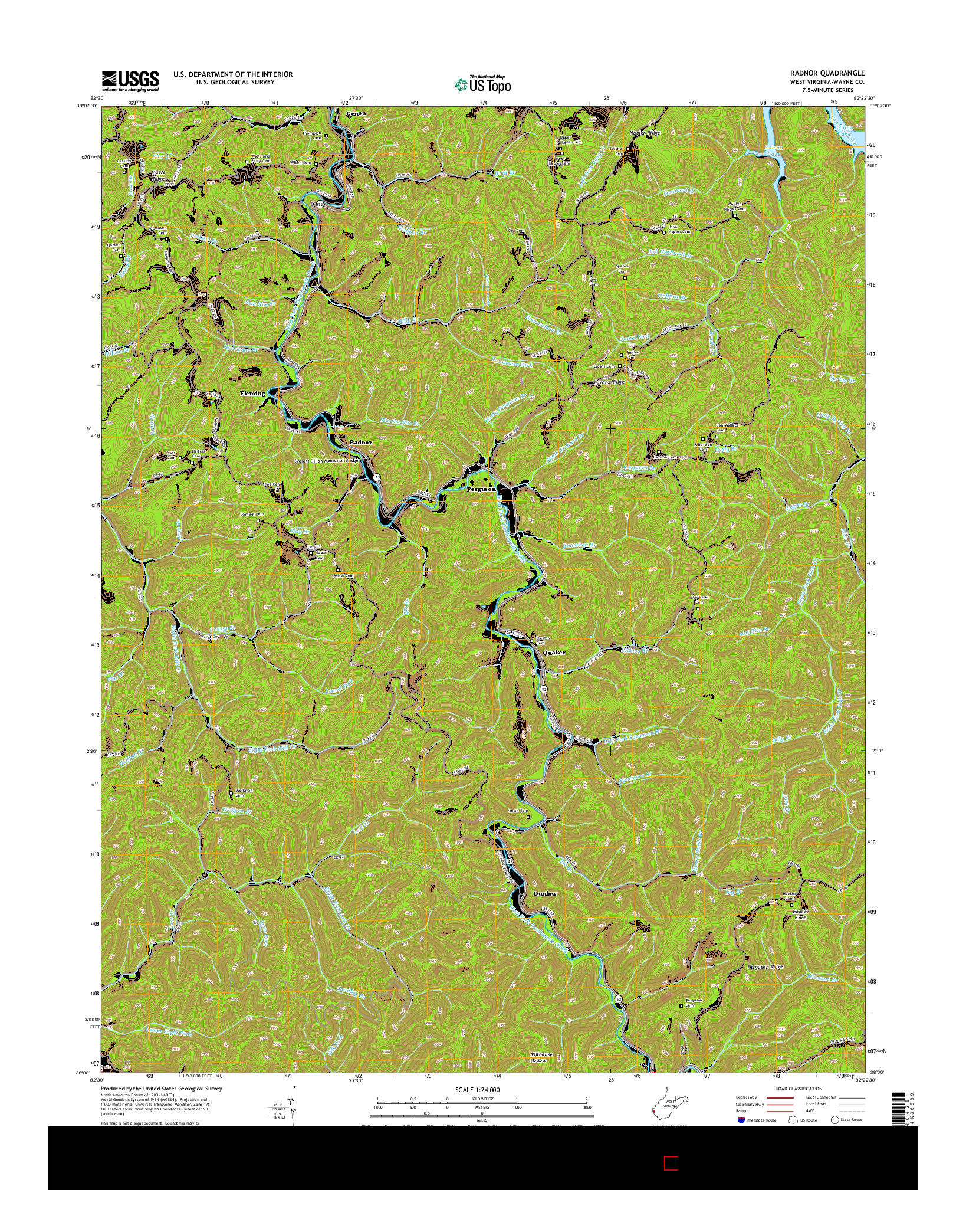 USGS US TOPO 7.5-MINUTE MAP FOR RADNOR, WV 2014