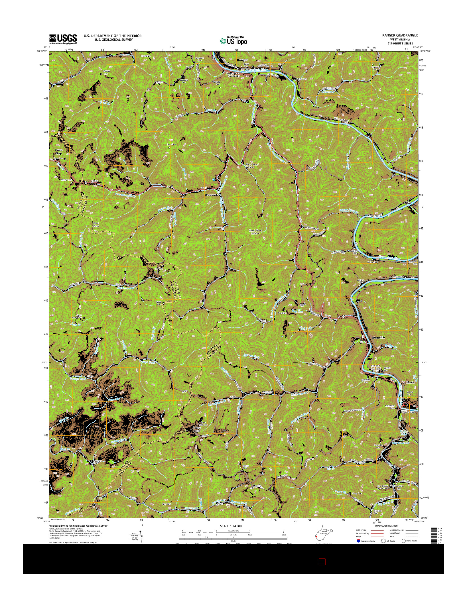 USGS US TOPO 7.5-MINUTE MAP FOR RANGER, WV 2014