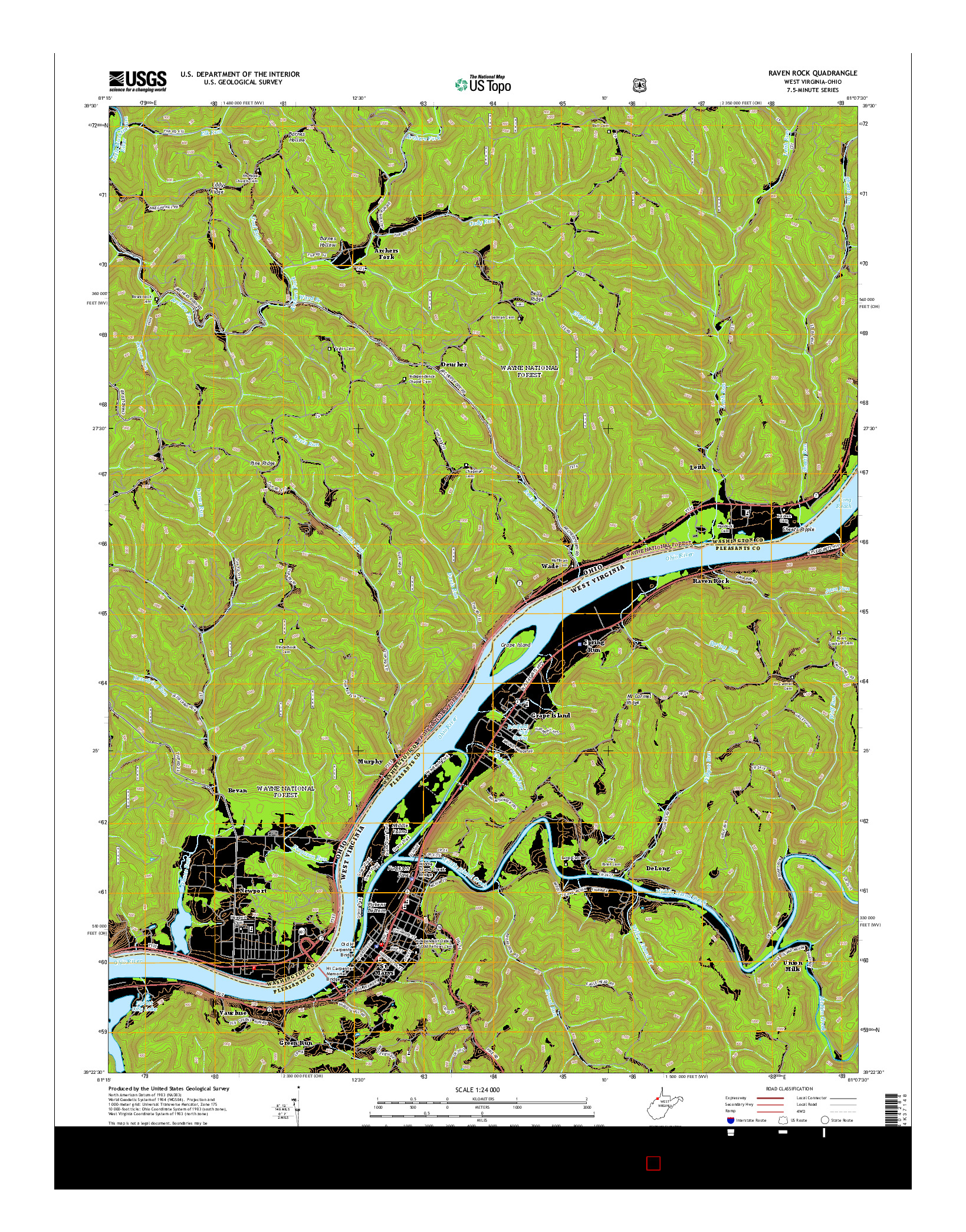 USGS US TOPO 7.5-MINUTE MAP FOR RAVEN ROCK, WV-OH 2014