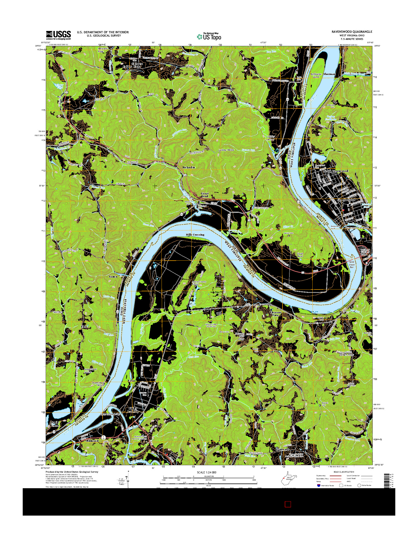 USGS US TOPO 7.5-MINUTE MAP FOR RAVENSWOOD, WV-OH 2014