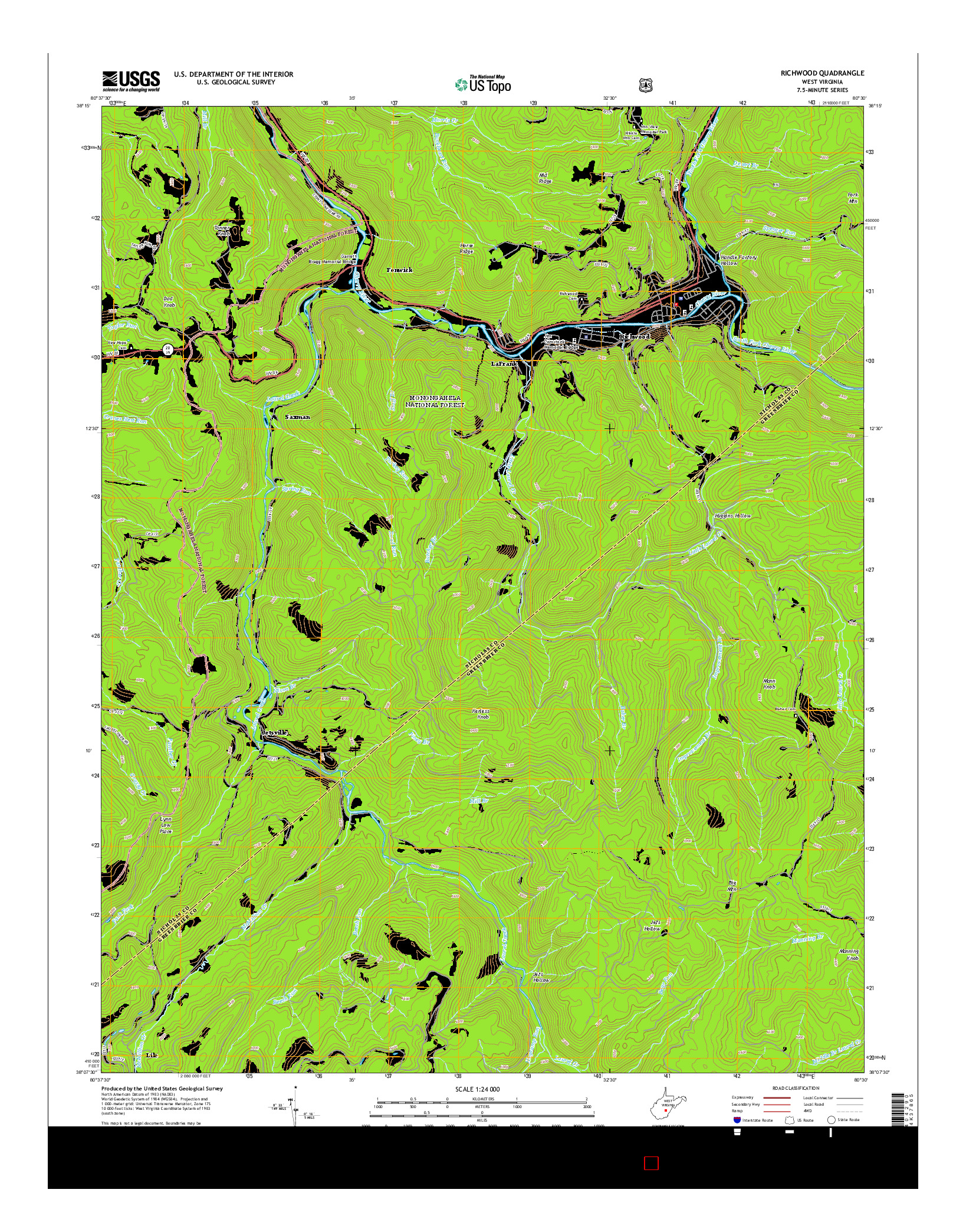 USGS US TOPO 7.5-MINUTE MAP FOR RICHWOOD, WV 2014