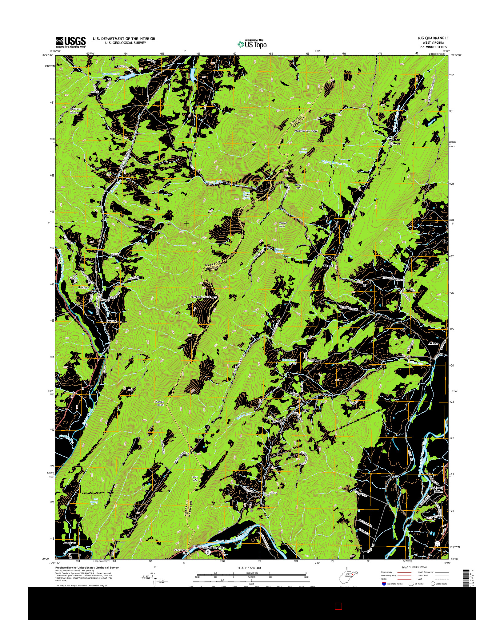 USGS US TOPO 7.5-MINUTE MAP FOR RIG, WV 2014