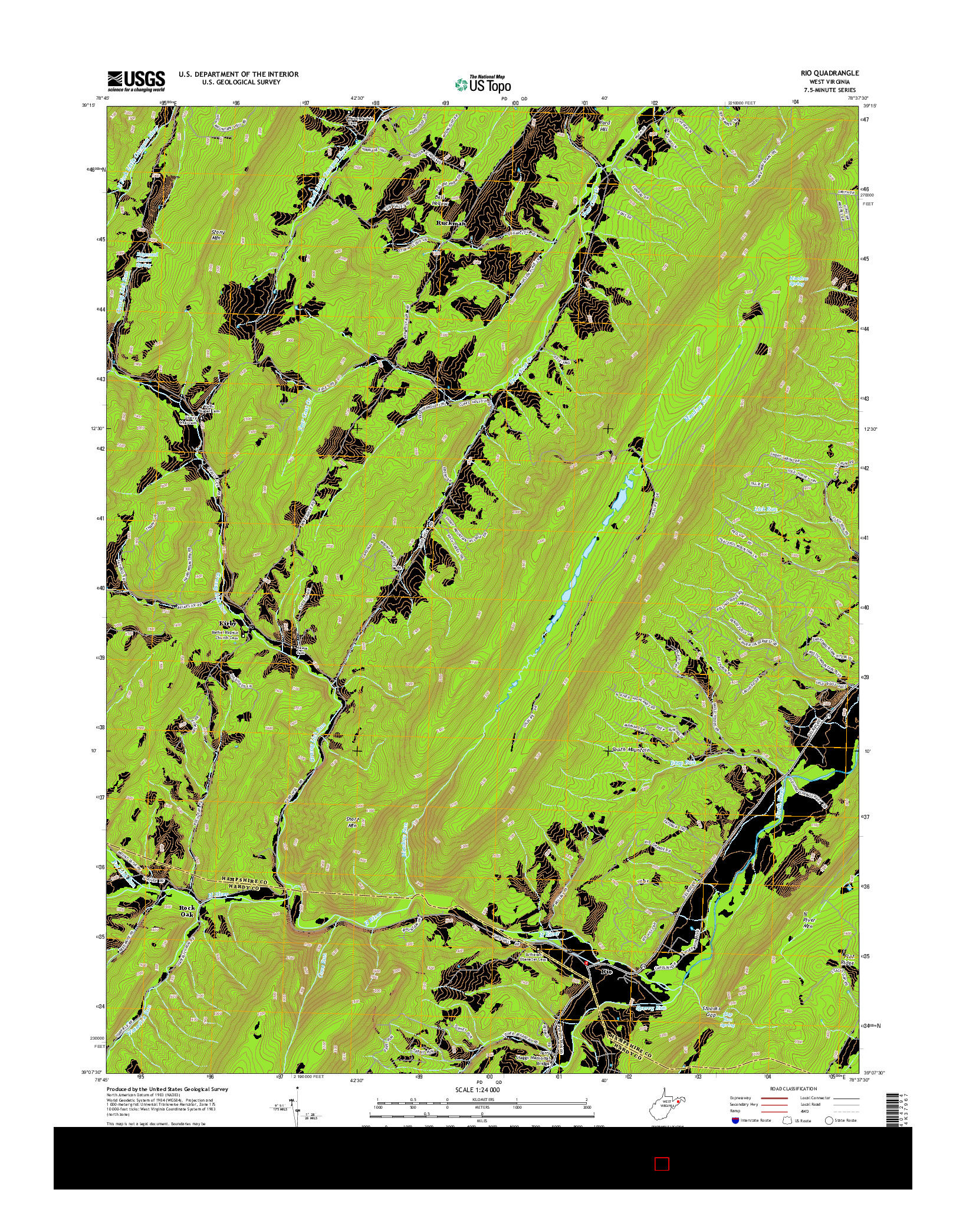 USGS US TOPO 7.5-MINUTE MAP FOR RIO, WV 2014