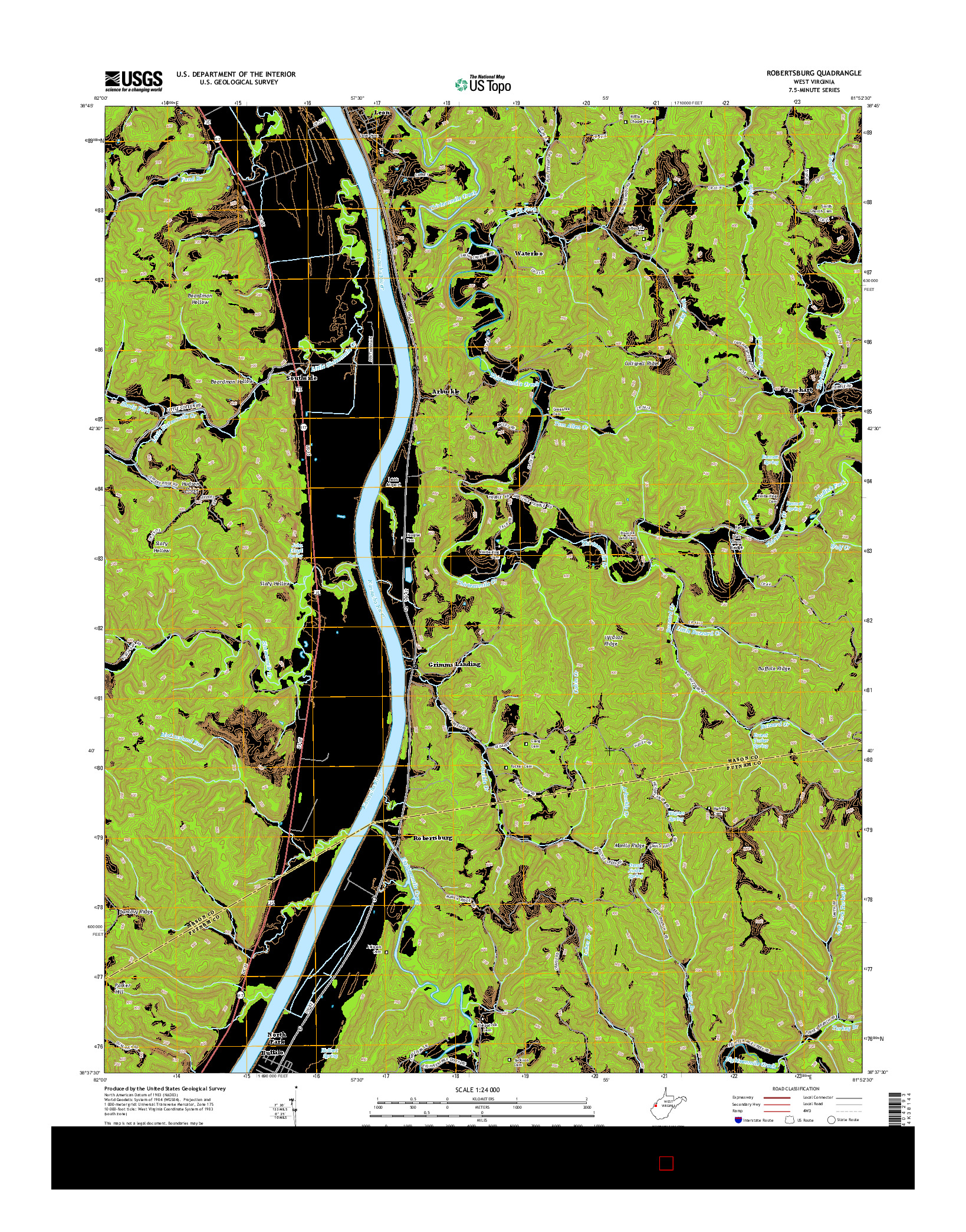 USGS US TOPO 7.5-MINUTE MAP FOR ROBERTSBURG, WV 2014