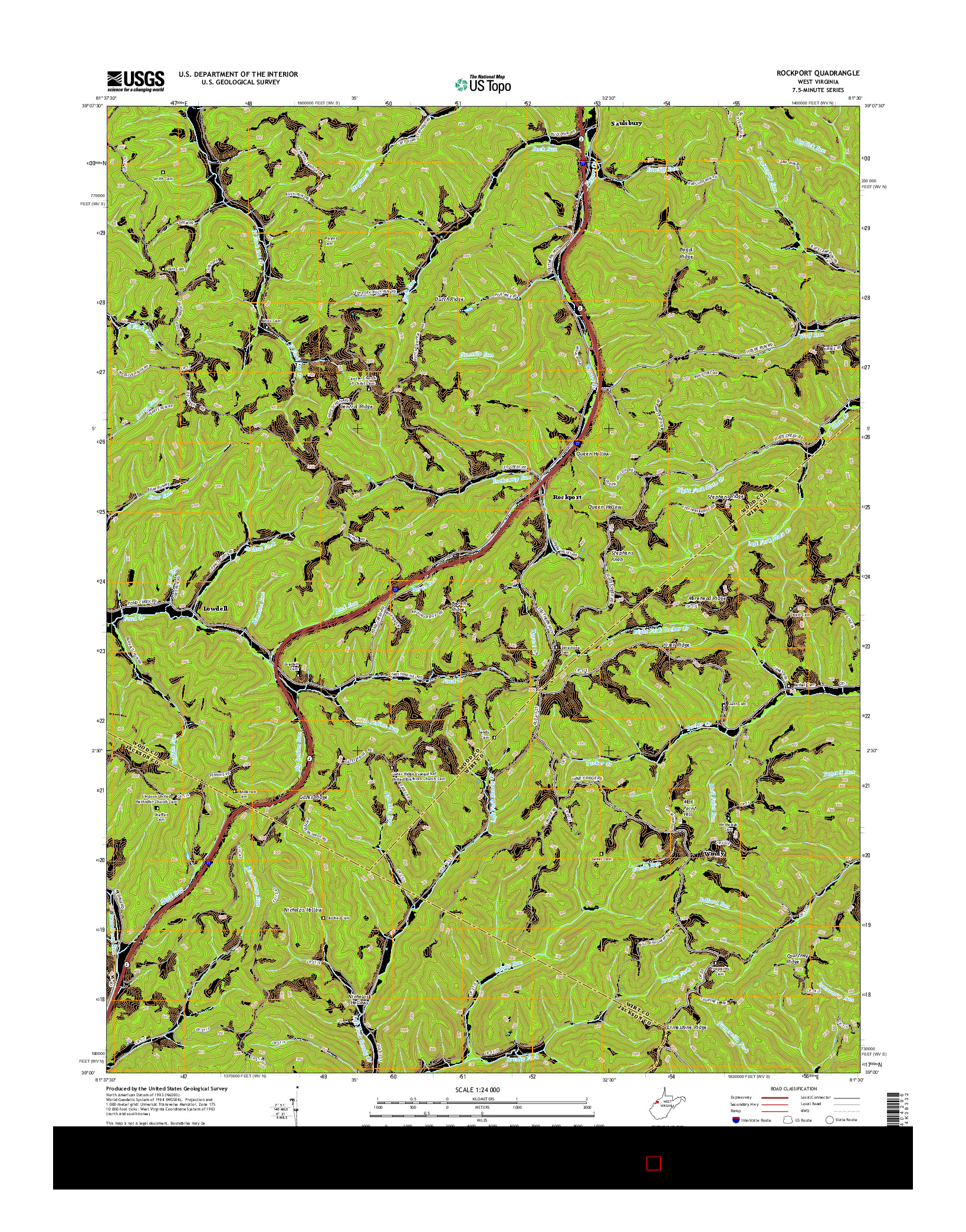 USGS US TOPO 7.5-MINUTE MAP FOR ROCKPORT, WV 2014