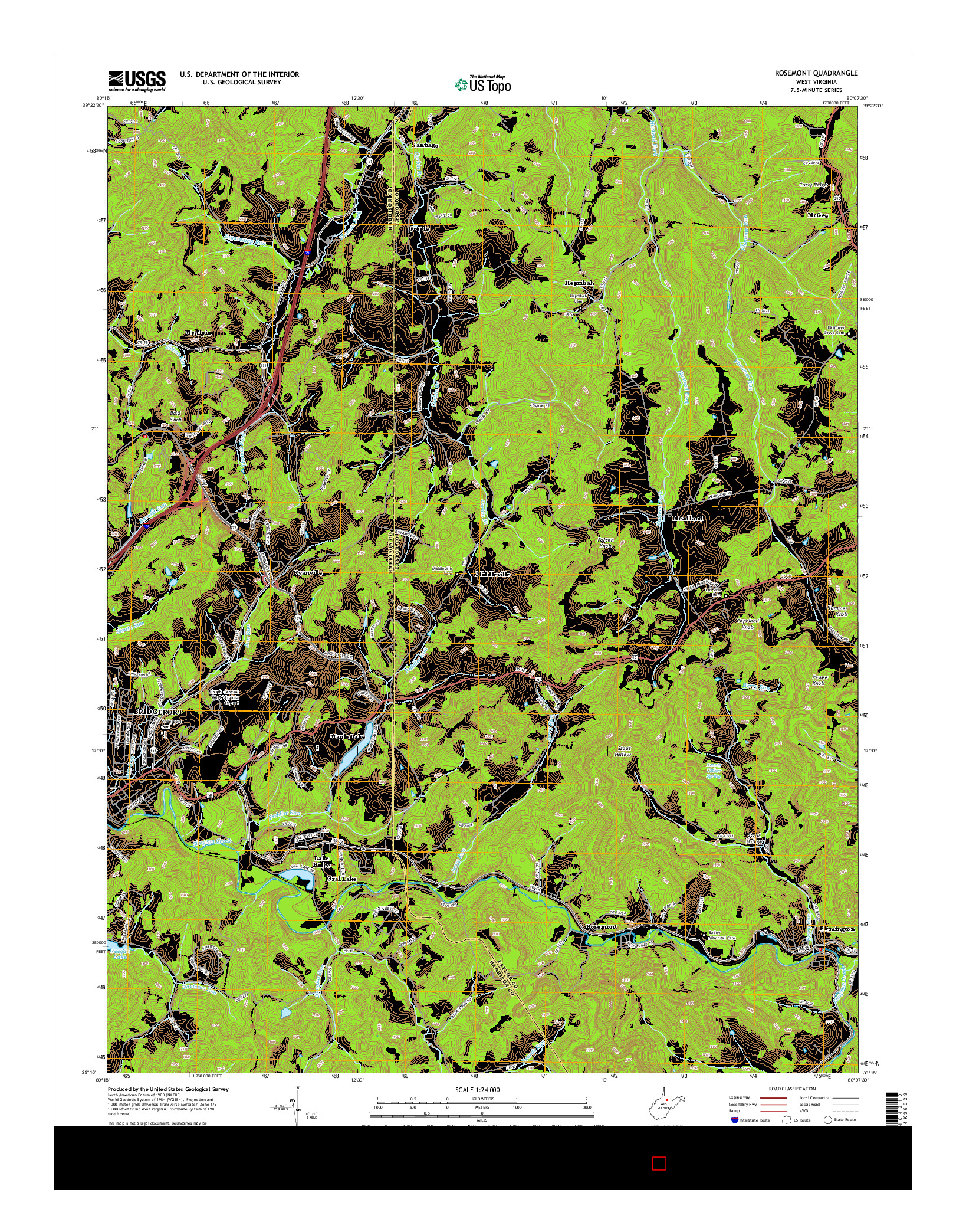 USGS US TOPO 7.5-MINUTE MAP FOR ROSEMONT, WV 2014