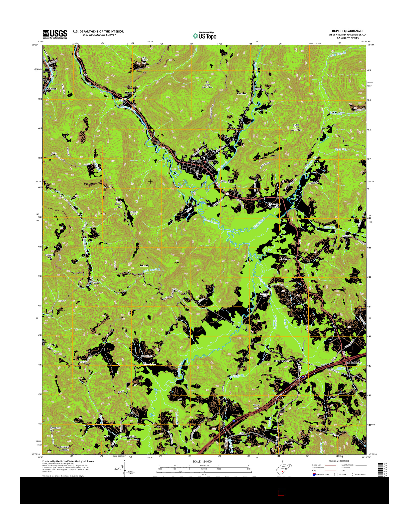 USGS US TOPO 7.5-MINUTE MAP FOR RUPERT, WV 2014