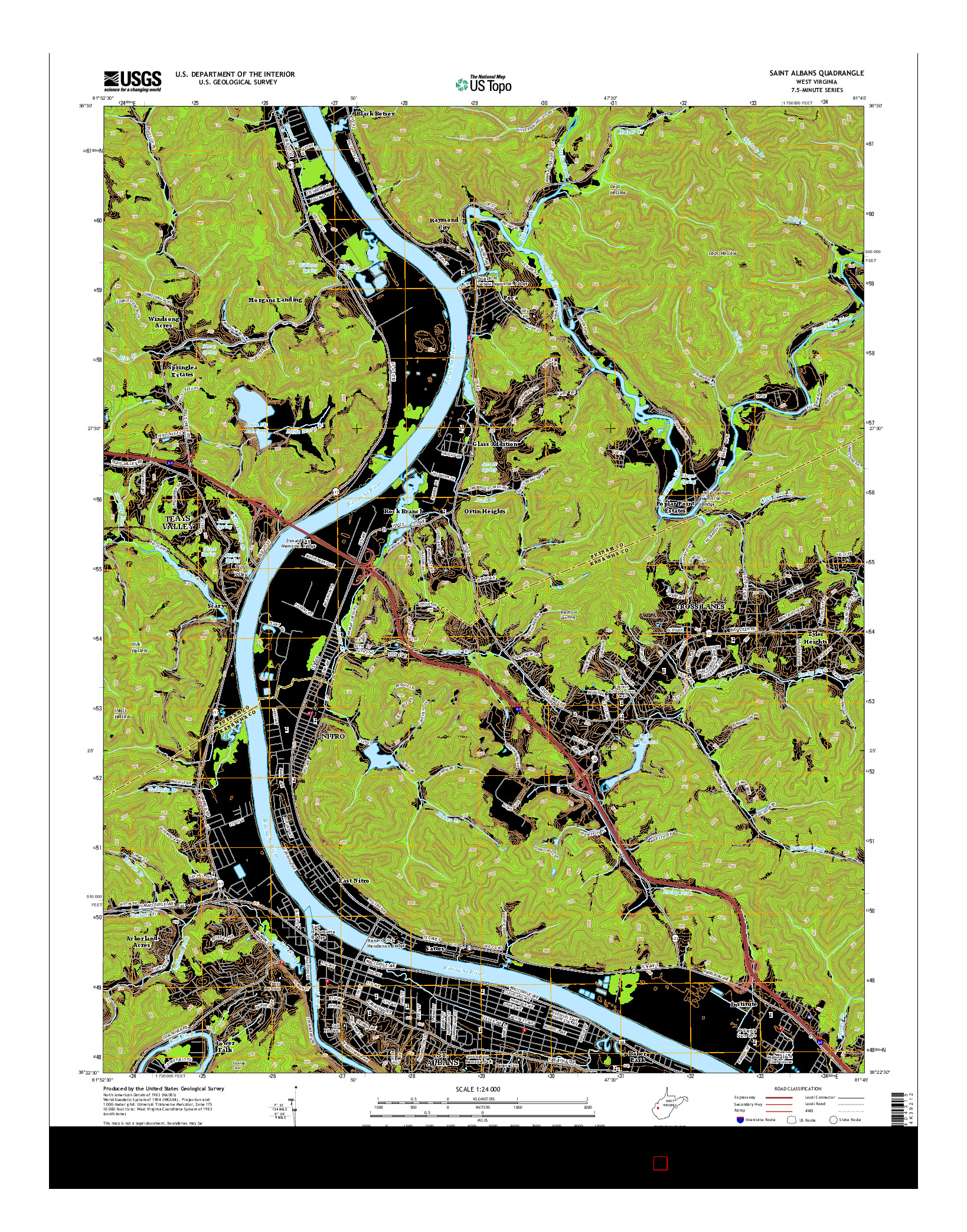 USGS US TOPO 7.5-MINUTE MAP FOR SAINT ALBANS, WV 2014