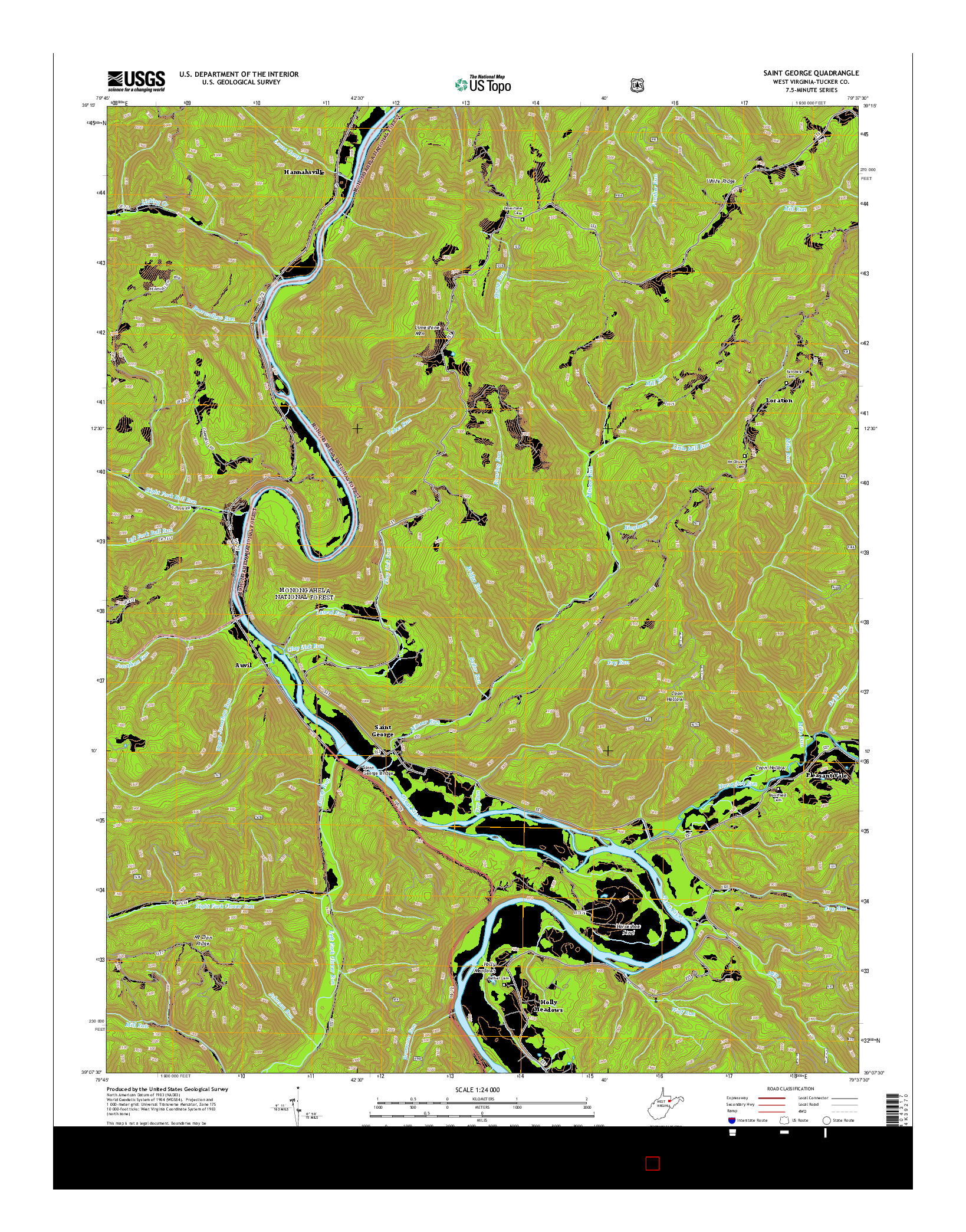 USGS US TOPO 7.5-MINUTE MAP FOR SAINT GEORGE, WV 2014