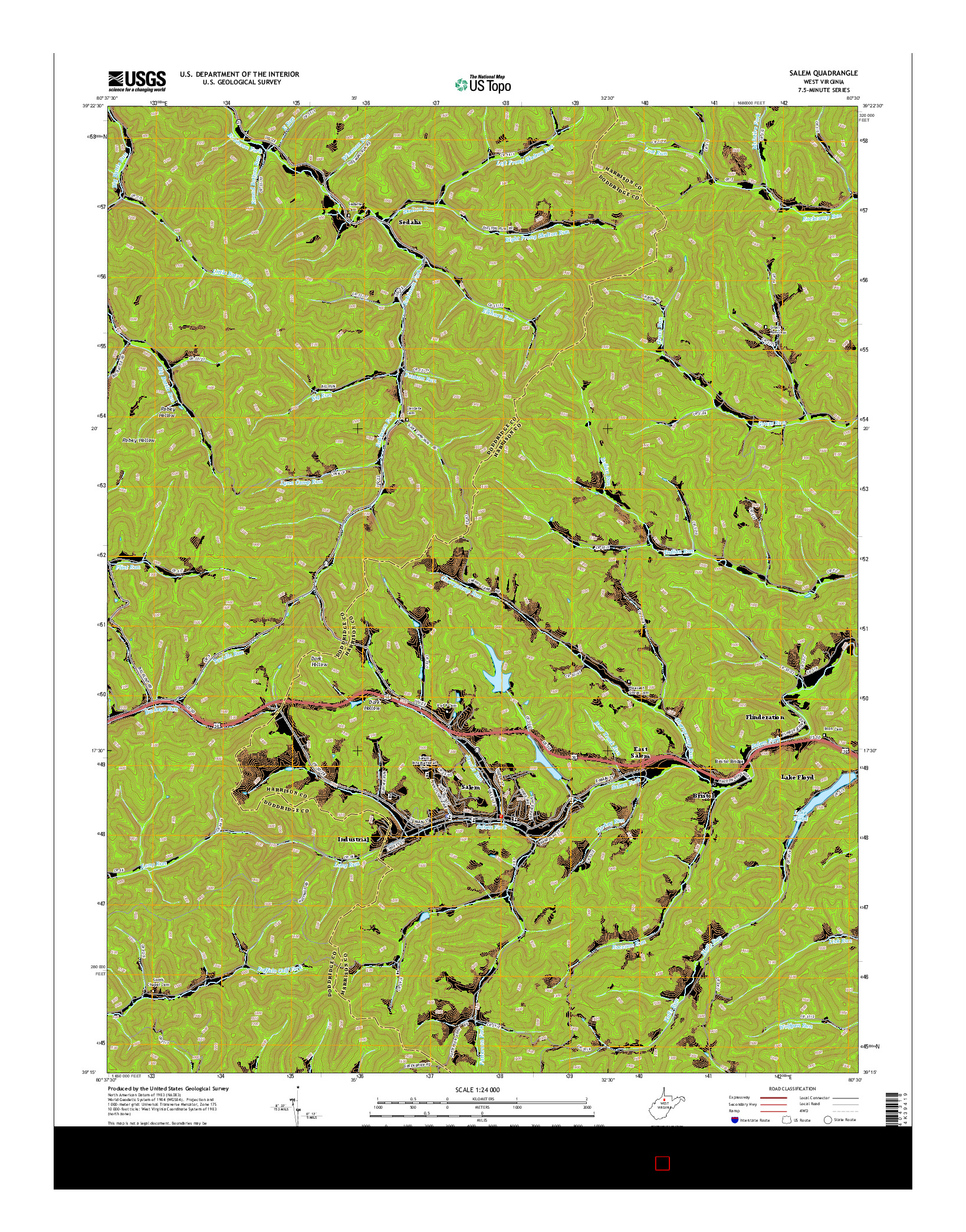USGS US TOPO 7.5-MINUTE MAP FOR SALEM, WV 2014