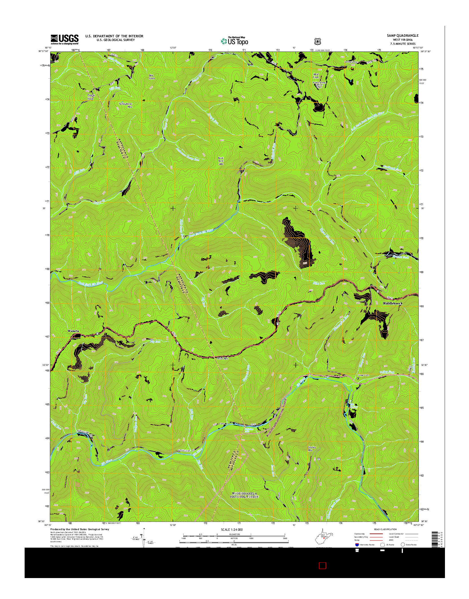 USGS US TOPO 7.5-MINUTE MAP FOR SAMP, WV 2014