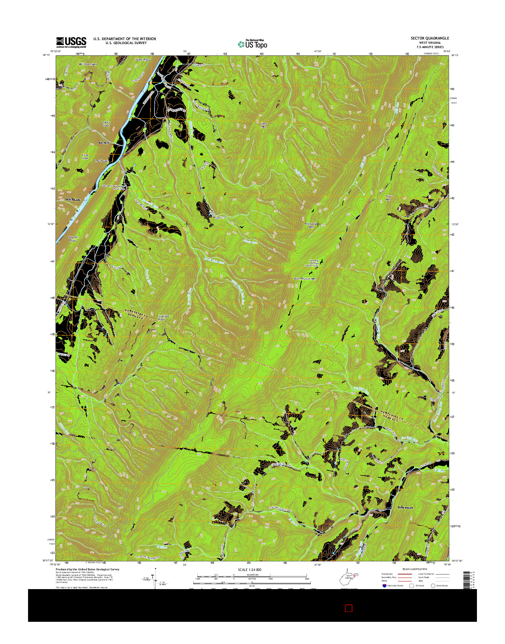 USGS US TOPO 7.5-MINUTE MAP FOR SECTOR, WV 2014