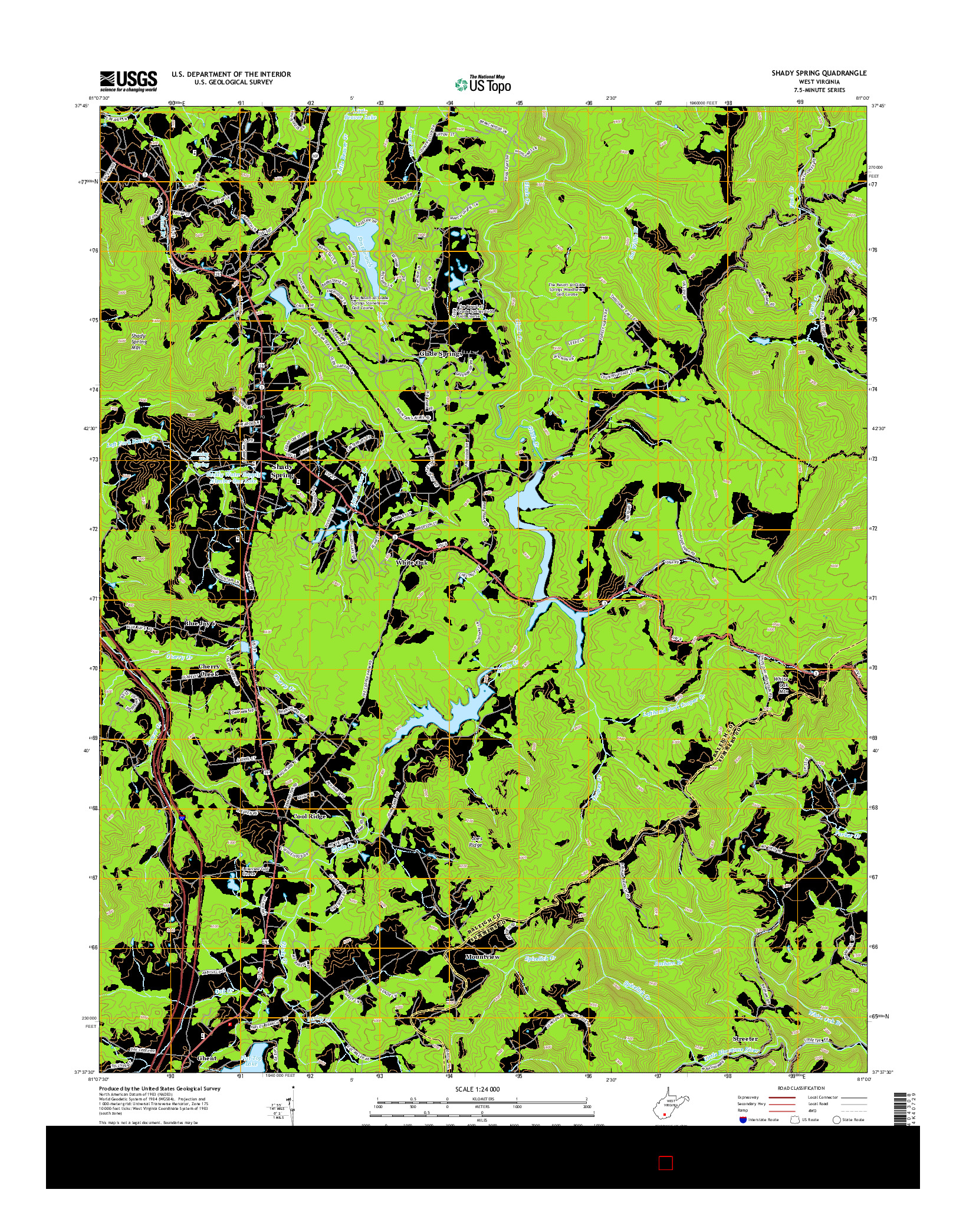 USGS US TOPO 7.5-MINUTE MAP FOR SHADY SPRING, WV 2014