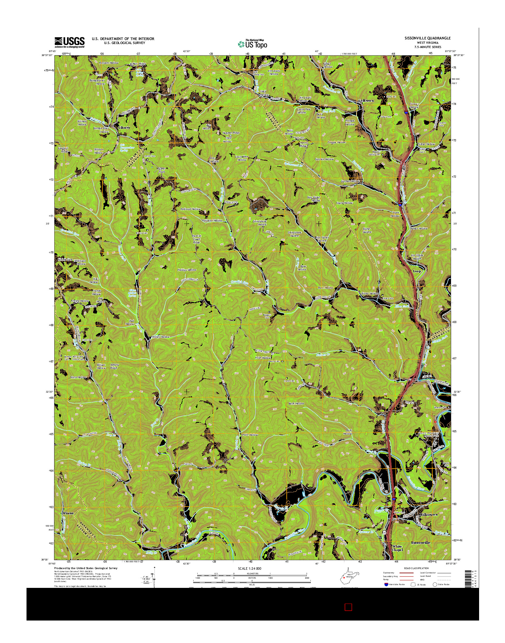 USGS US TOPO 7.5-MINUTE MAP FOR SISSONVILLE, WV 2014