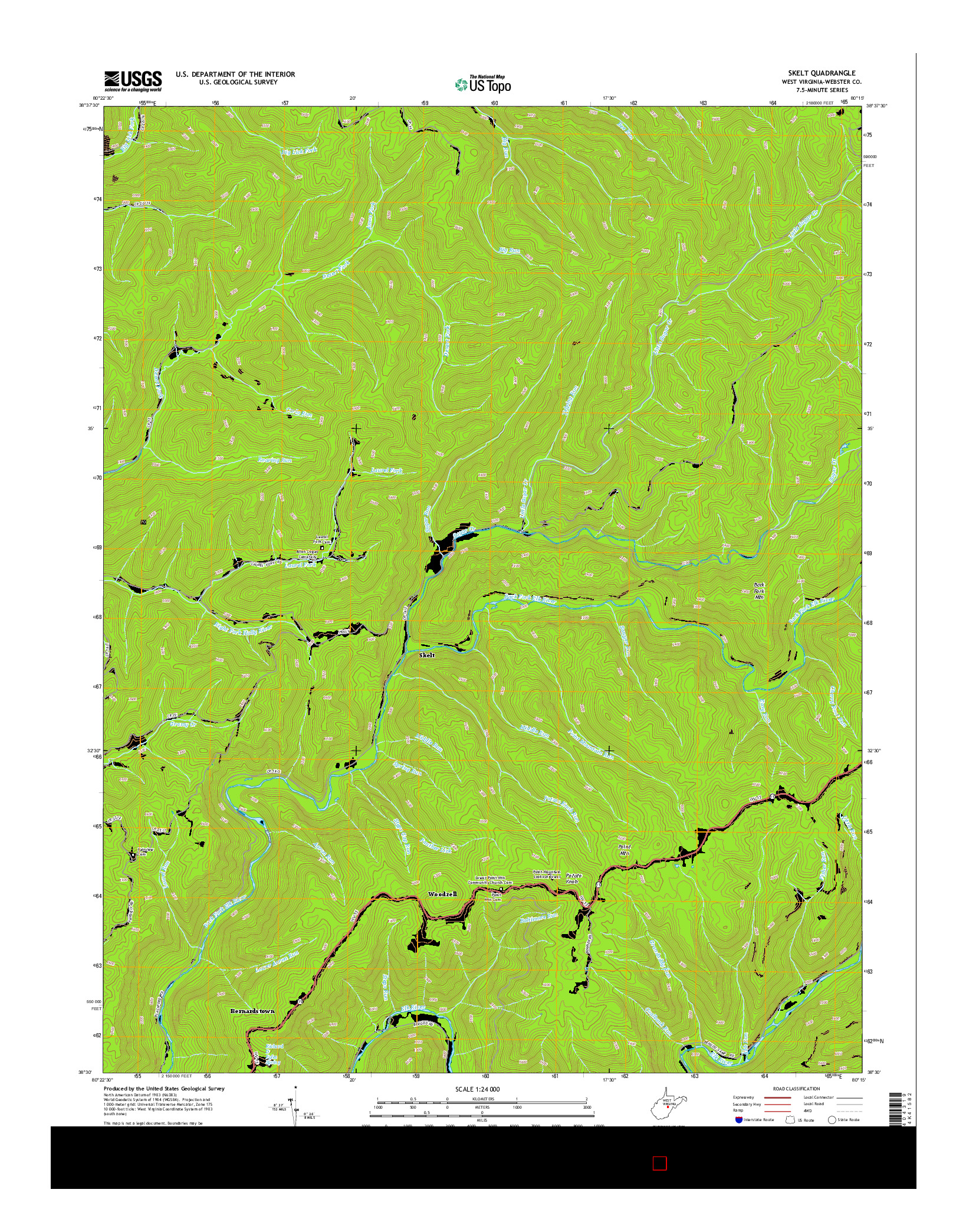 USGS US TOPO 7.5-MINUTE MAP FOR SKELT, WV 2014