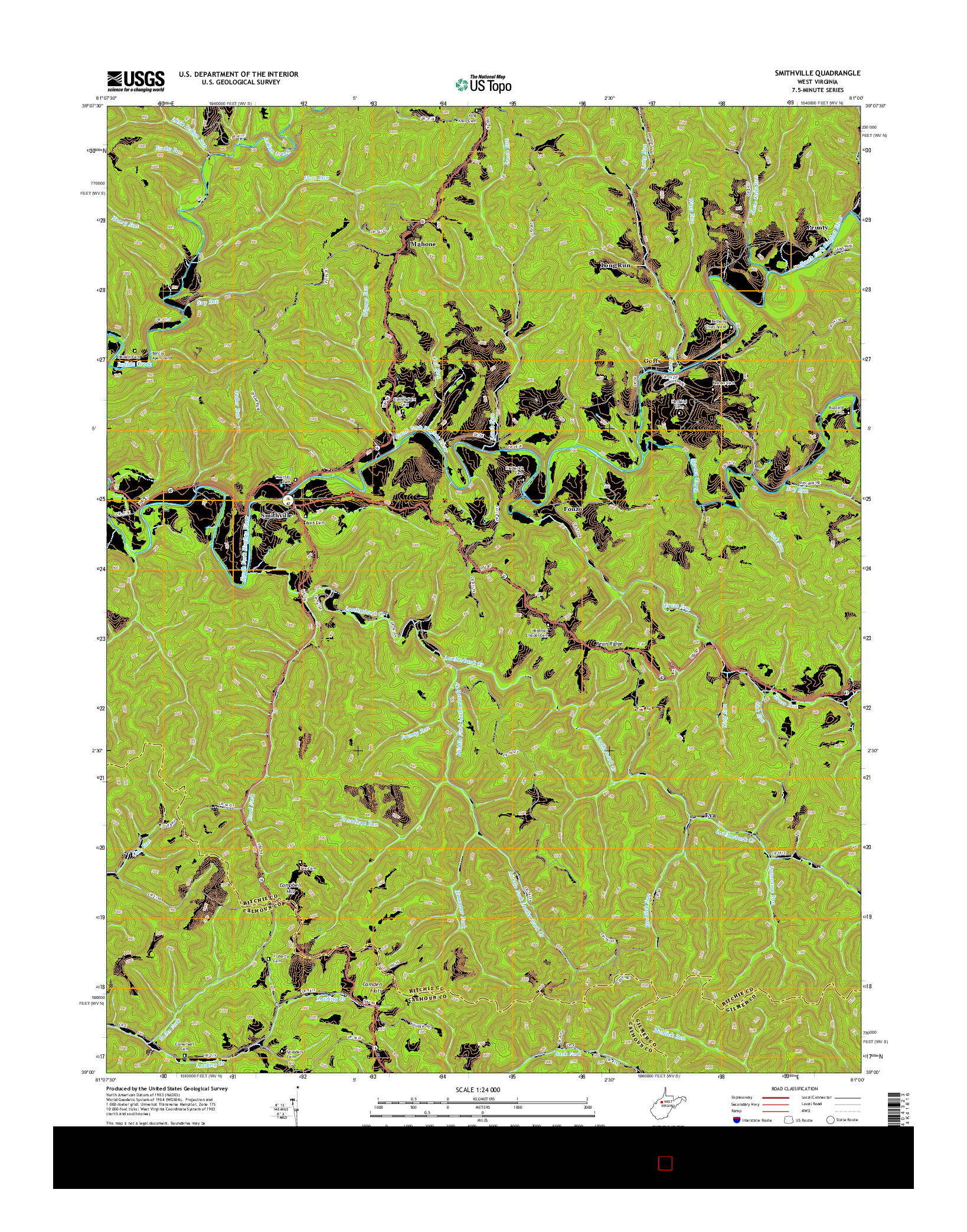 USGS US TOPO 7.5-MINUTE MAP FOR SMITHVILLE, WV 2014