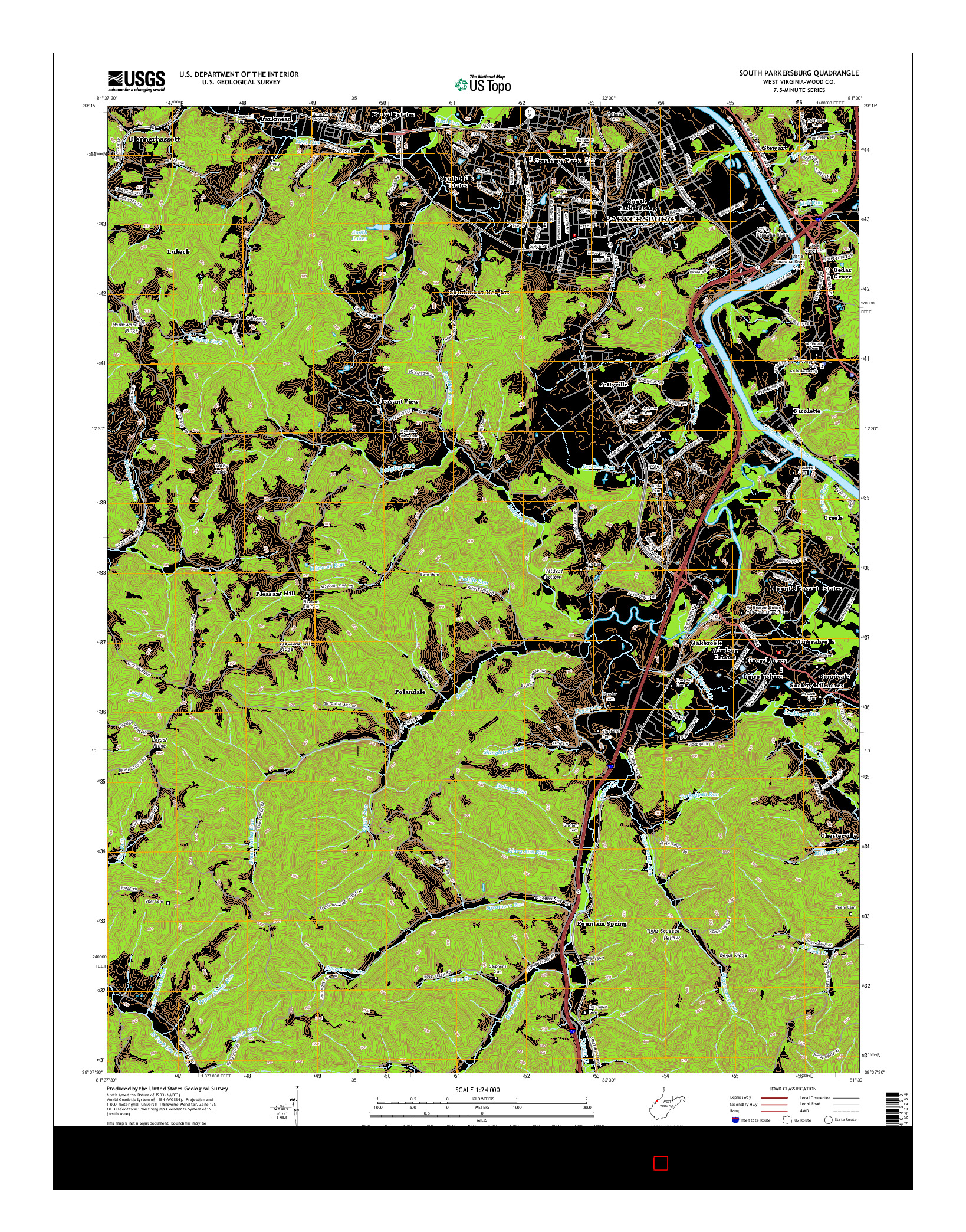 USGS US TOPO 7.5-MINUTE MAP FOR SOUTH PARKERSBURG, WV 2014