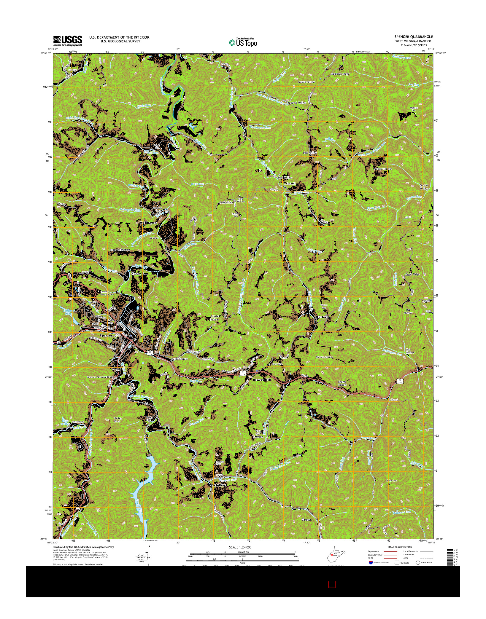 USGS US TOPO 7.5-MINUTE MAP FOR SPENCER, WV 2014