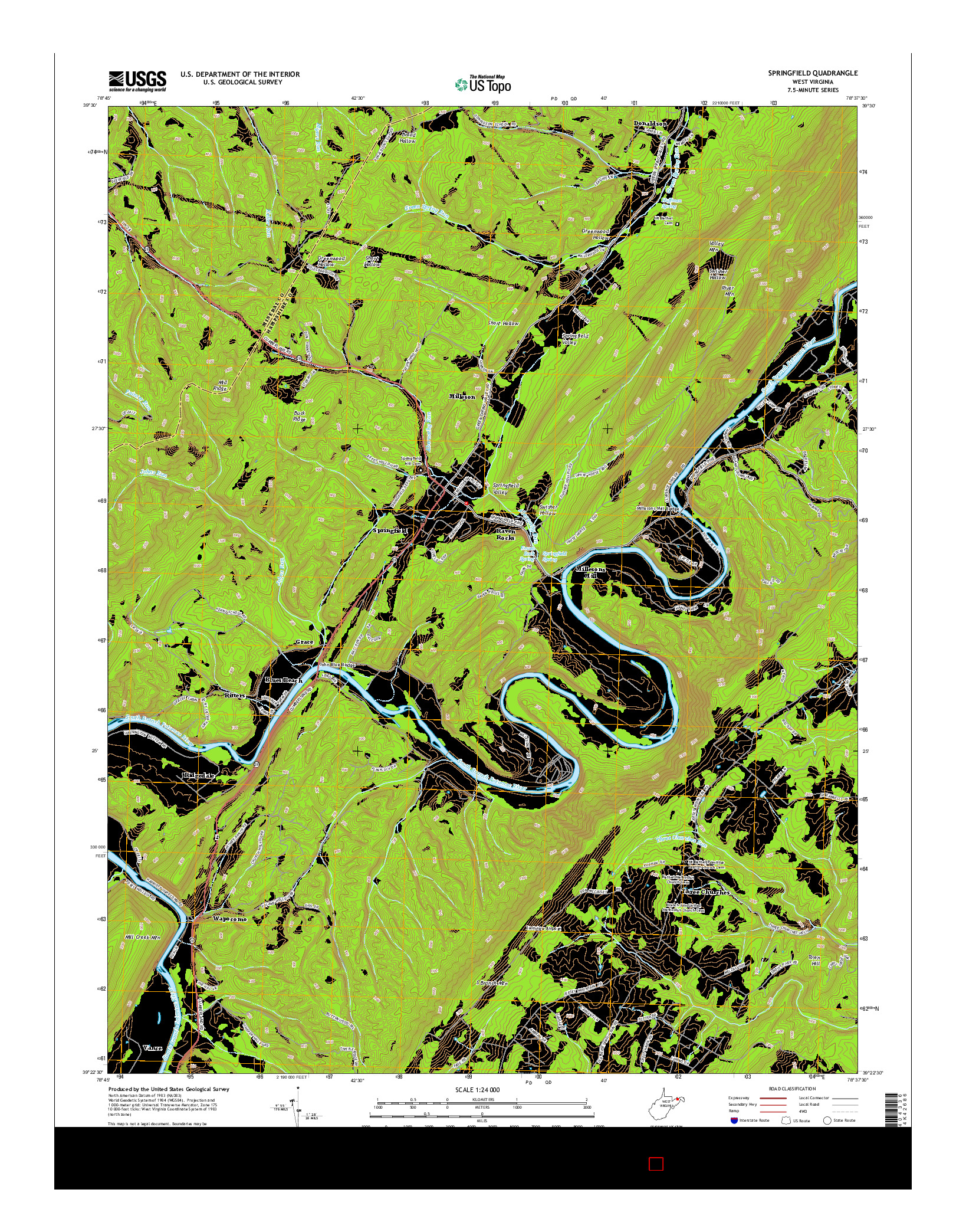 USGS US TOPO 7.5-MINUTE MAP FOR SPRINGFIELD, WV 2014