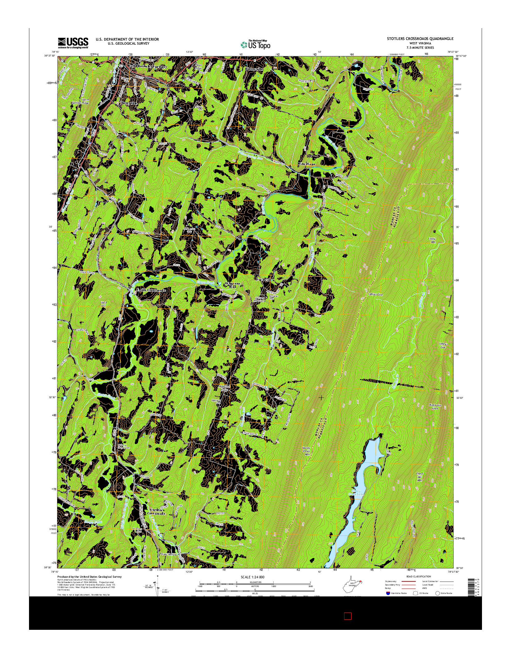 USGS US TOPO 7.5-MINUTE MAP FOR STOTLERS CROSSROADS, WV 2014