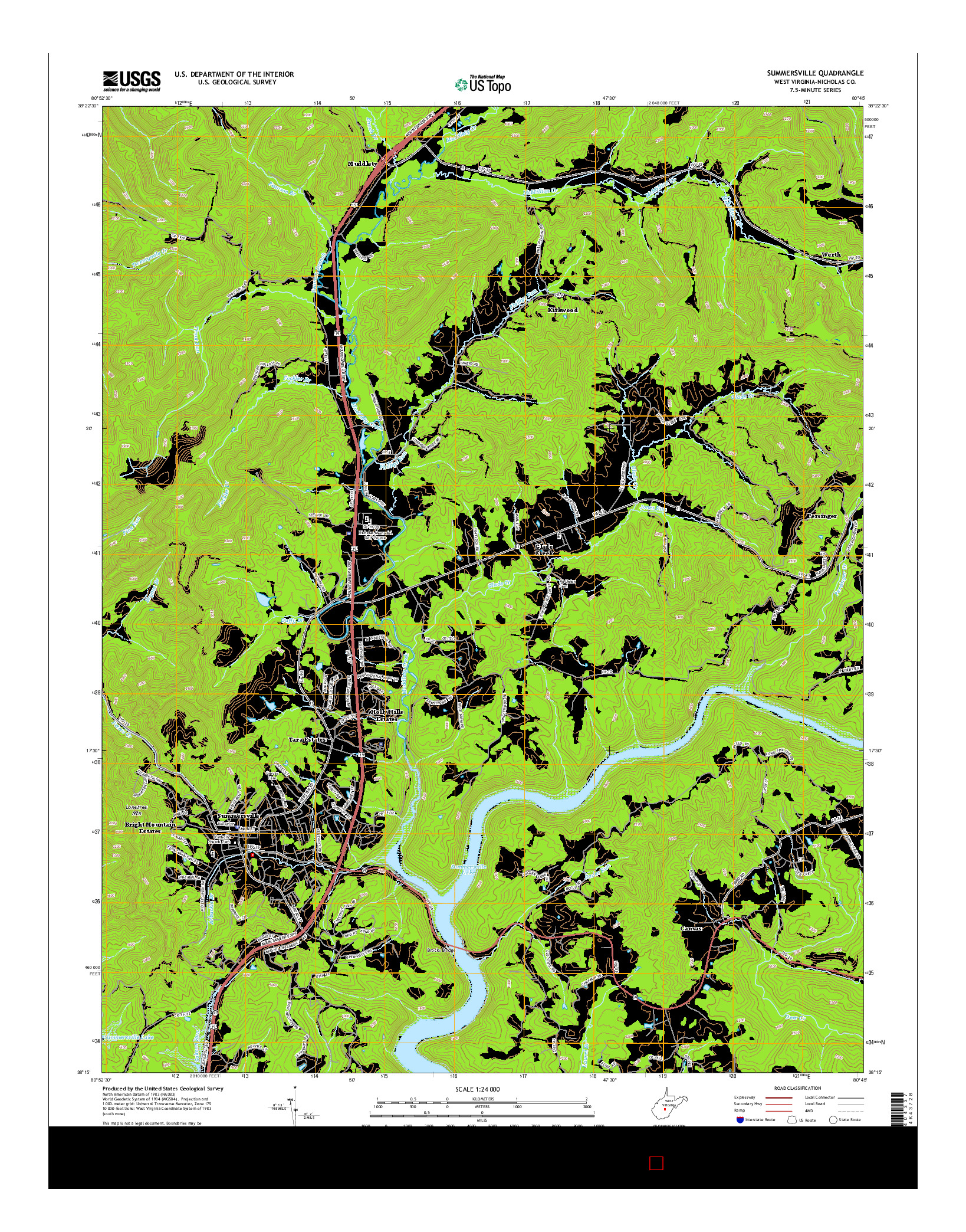 USGS US TOPO 7.5-MINUTE MAP FOR SUMMERSVILLE, WV 2014