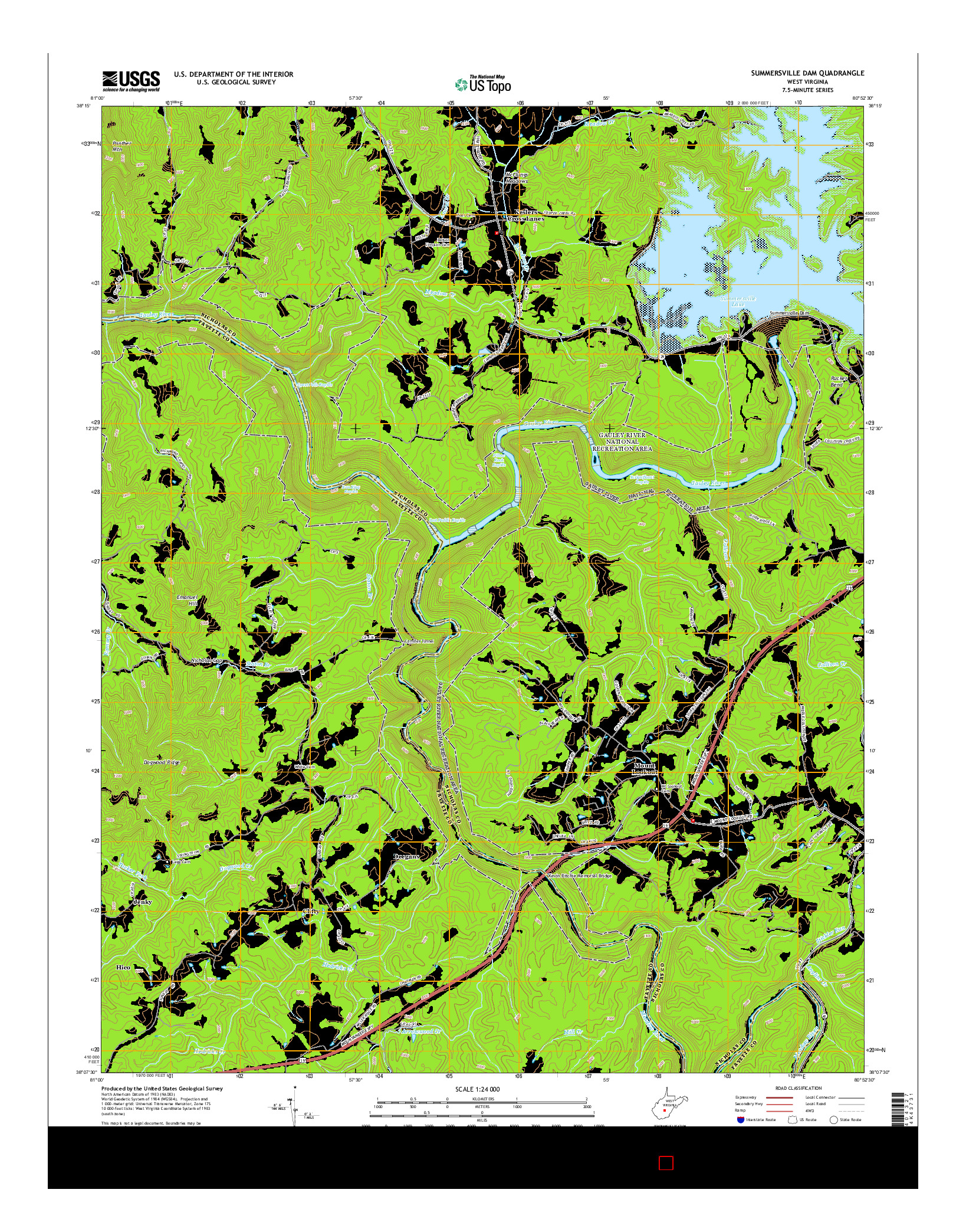 USGS US TOPO 7.5-MINUTE MAP FOR SUMMERSVILLE DAM, WV 2014