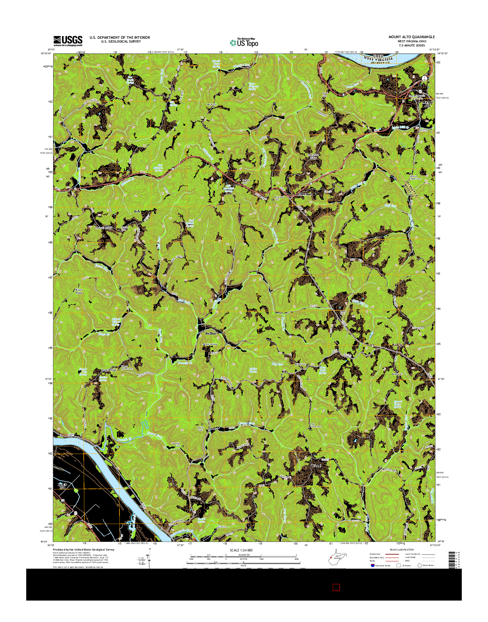 USGS US TOPO 7.5-MINUTE MAP FOR MOUNT ALTO, WV-OH 2014