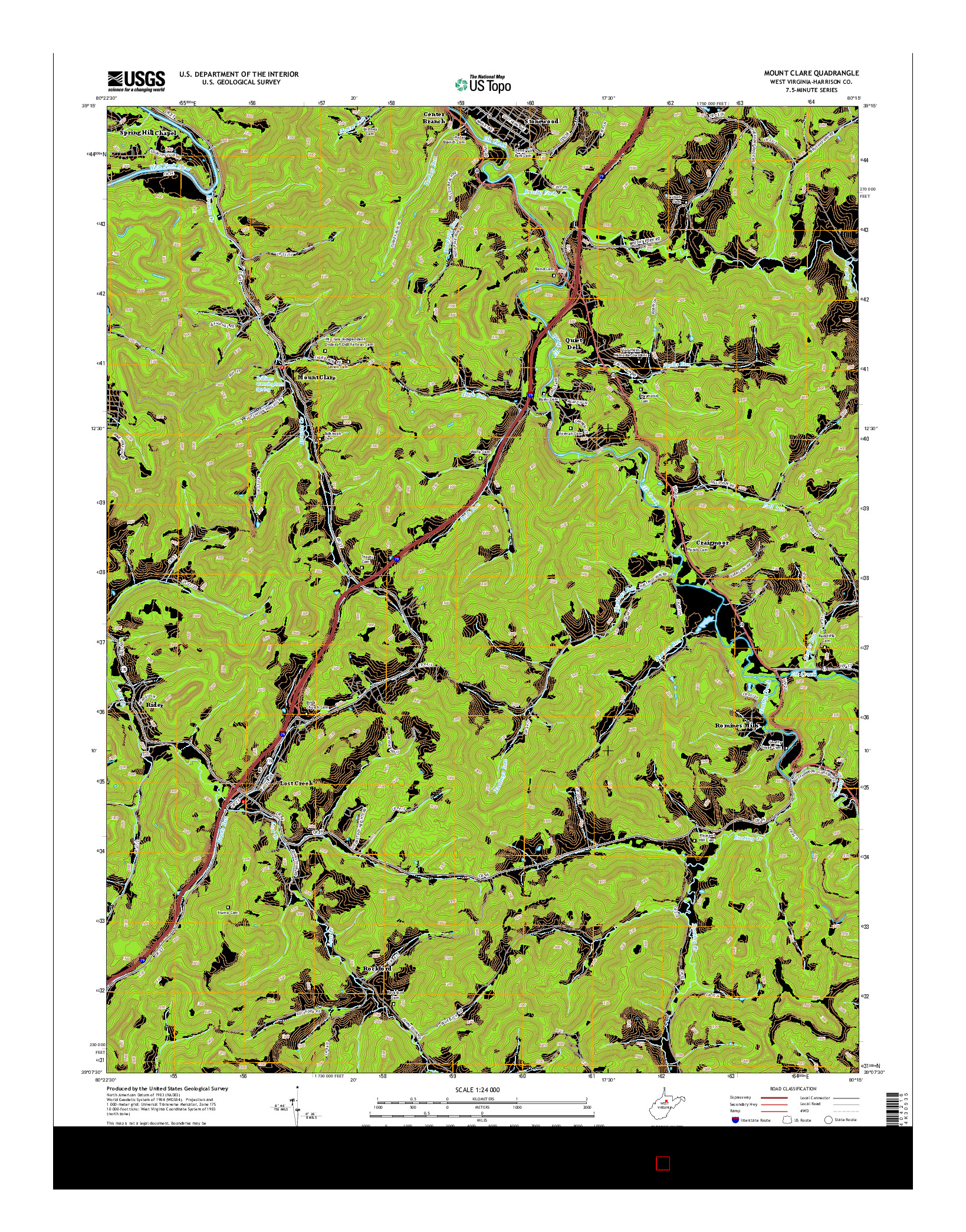 USGS US TOPO 7.5-MINUTE MAP FOR MOUNT CLARE, WV 2014