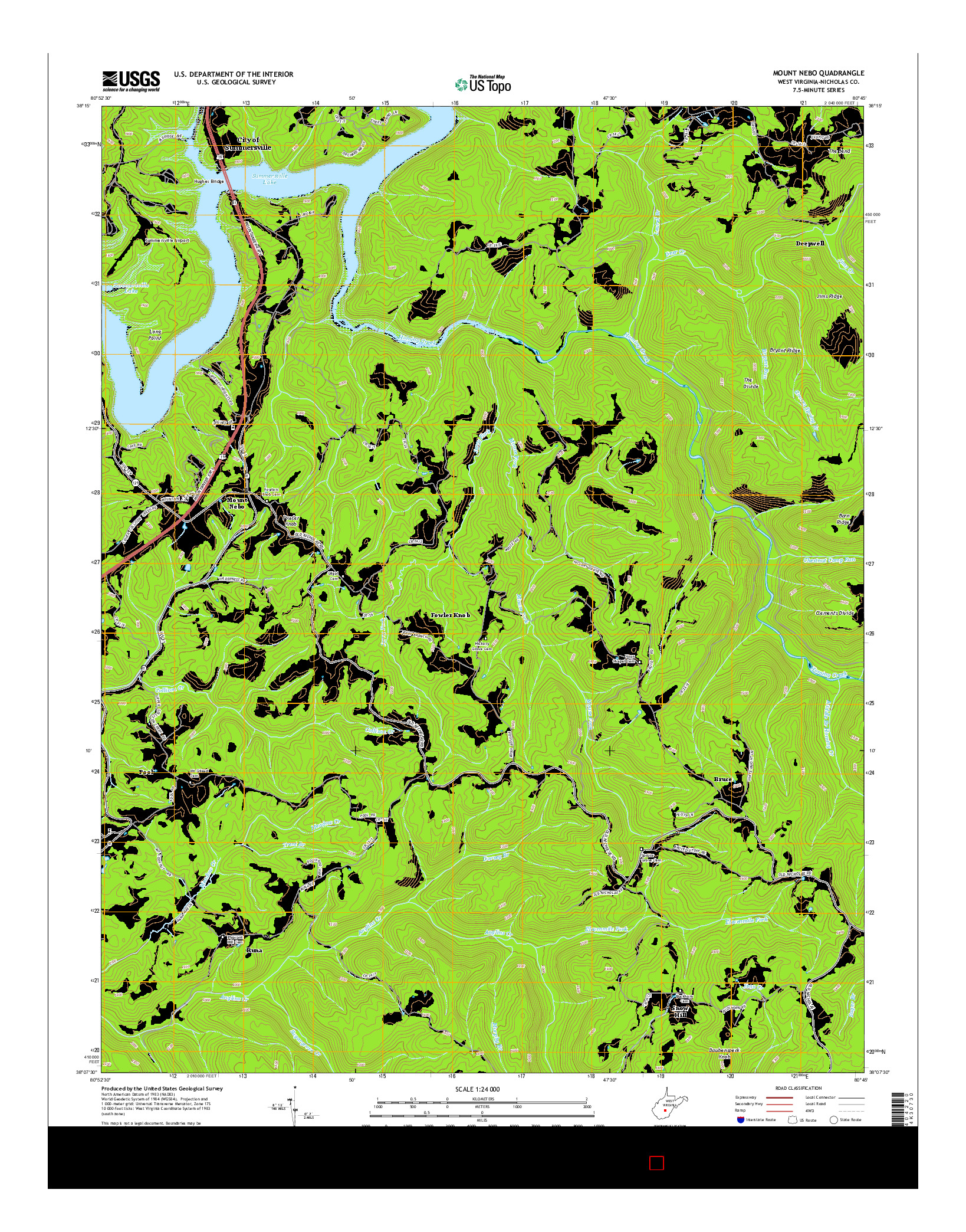 USGS US TOPO 7.5-MINUTE MAP FOR MOUNT NEBO, WV 2014