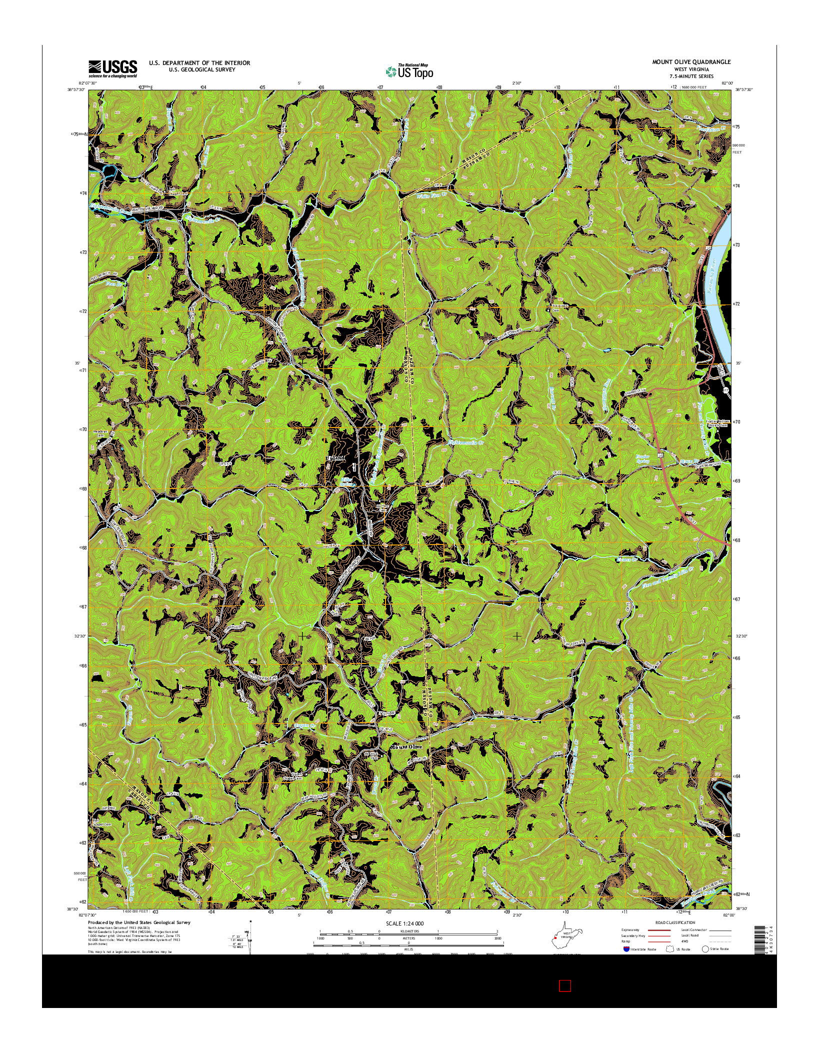 USGS US TOPO 7.5-MINUTE MAP FOR MOUNT OLIVE, WV 2014