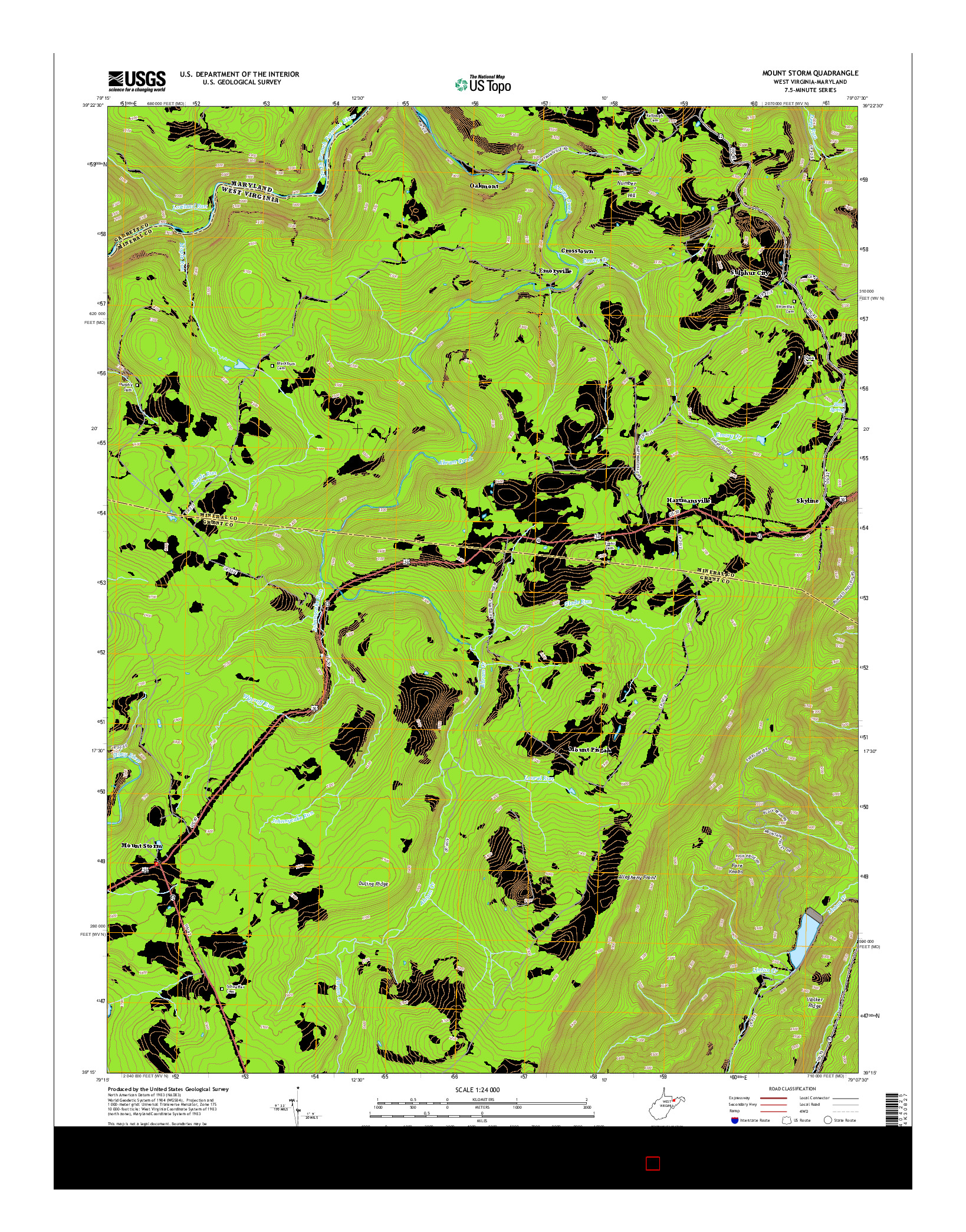 USGS US TOPO 7.5-MINUTE MAP FOR MOUNT STORM, WV-MD 2014