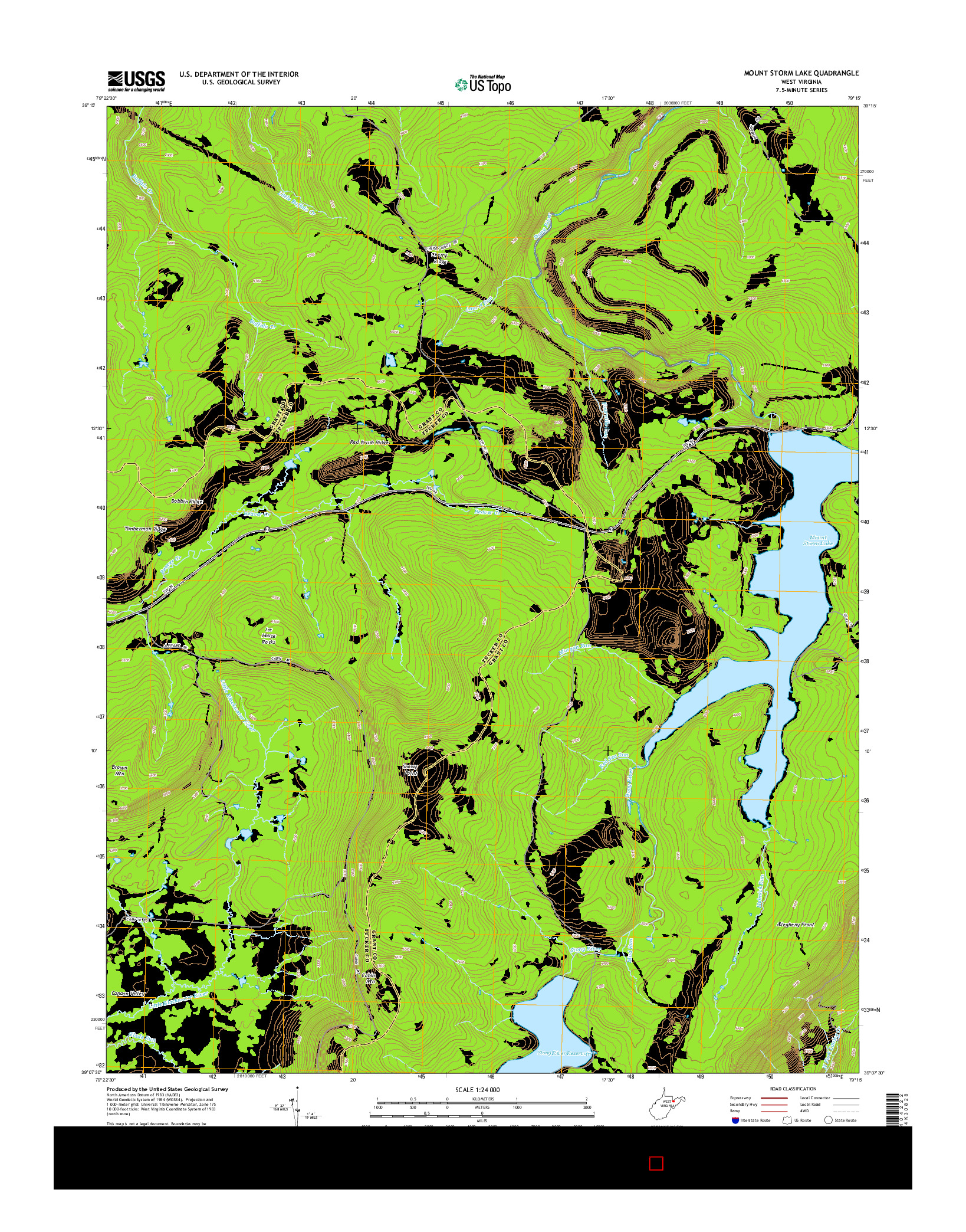 USGS US TOPO 7.5-MINUTE MAP FOR MOUNT STORM LAKE, WV 2014