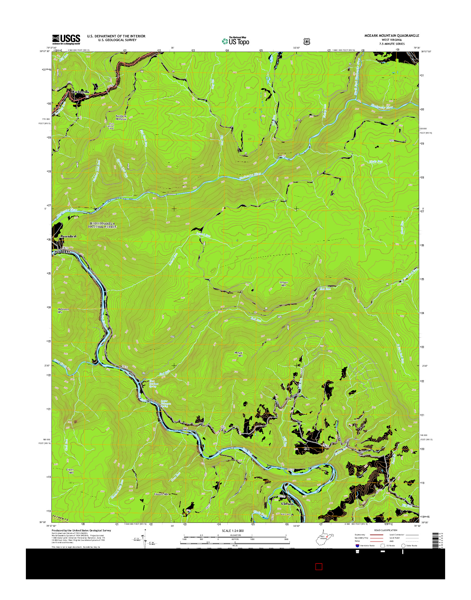 USGS US TOPO 7.5-MINUTE MAP FOR MOZARK MOUNTAIN, WV 2014