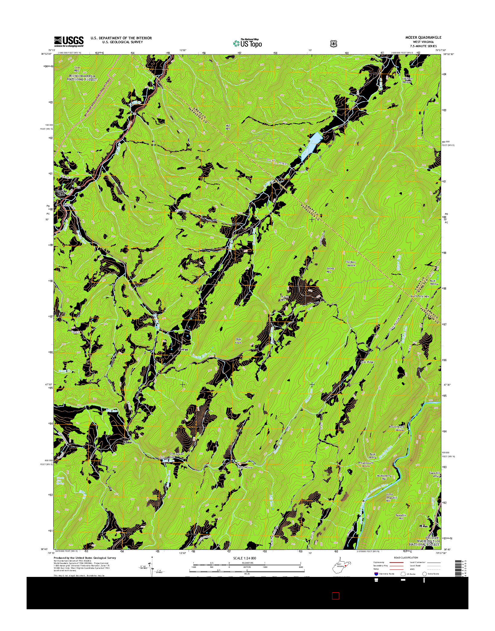 USGS US TOPO 7.5-MINUTE MAP FOR MOZER, WV 2014