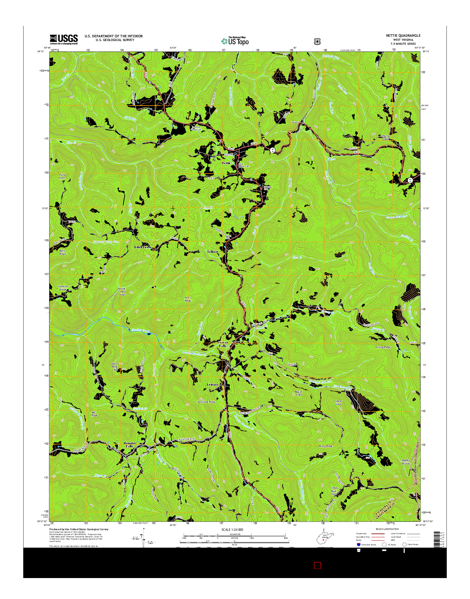 USGS US TOPO 7.5-MINUTE MAP FOR NETTIE, WV 2014