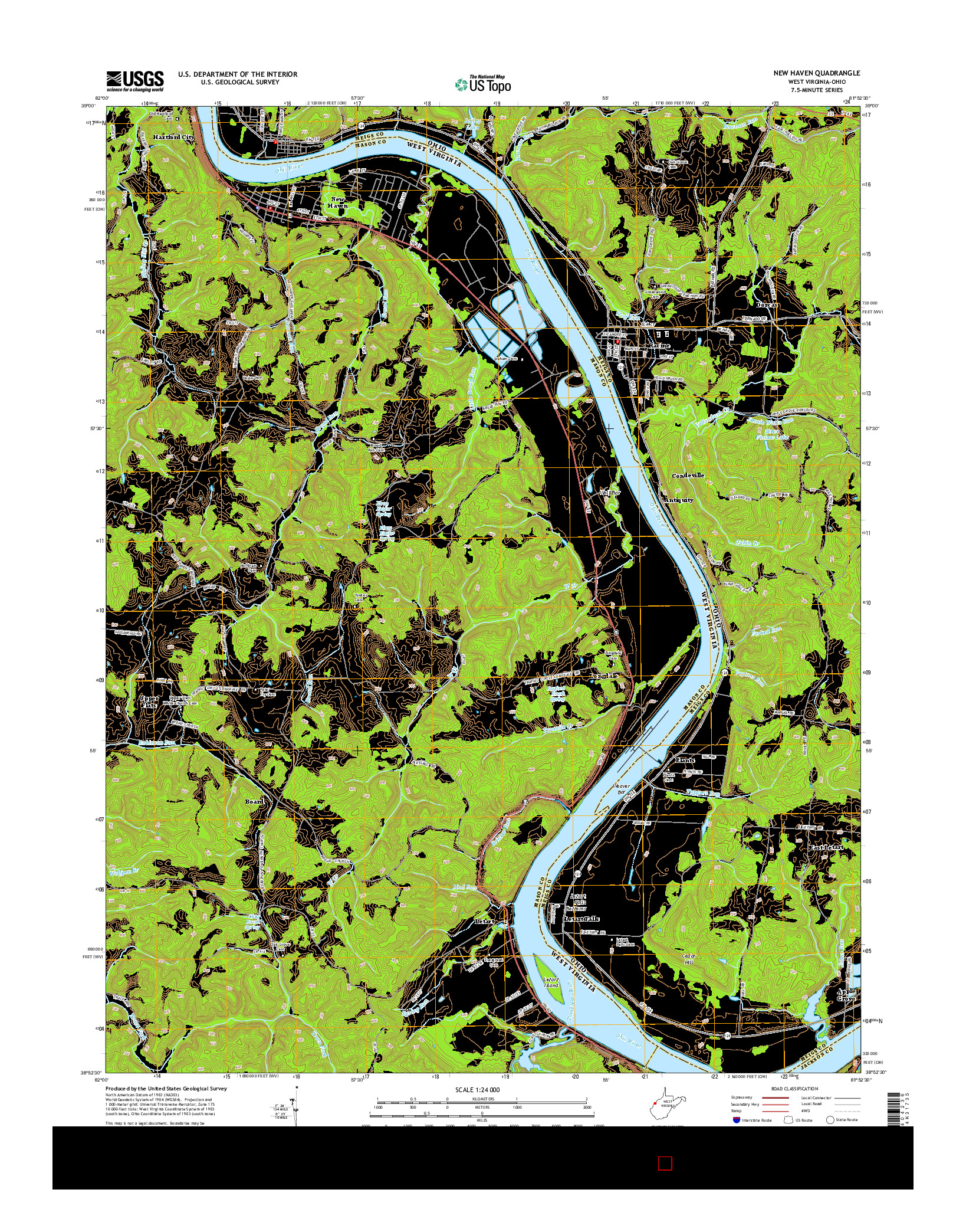 USGS US TOPO 7.5-MINUTE MAP FOR NEW HAVEN, WV-OH 2014