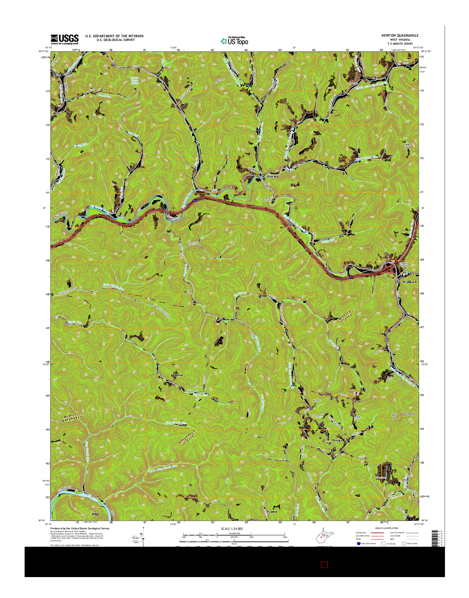 USGS US TOPO 7.5-MINUTE MAP FOR NEWTON, WV 2014