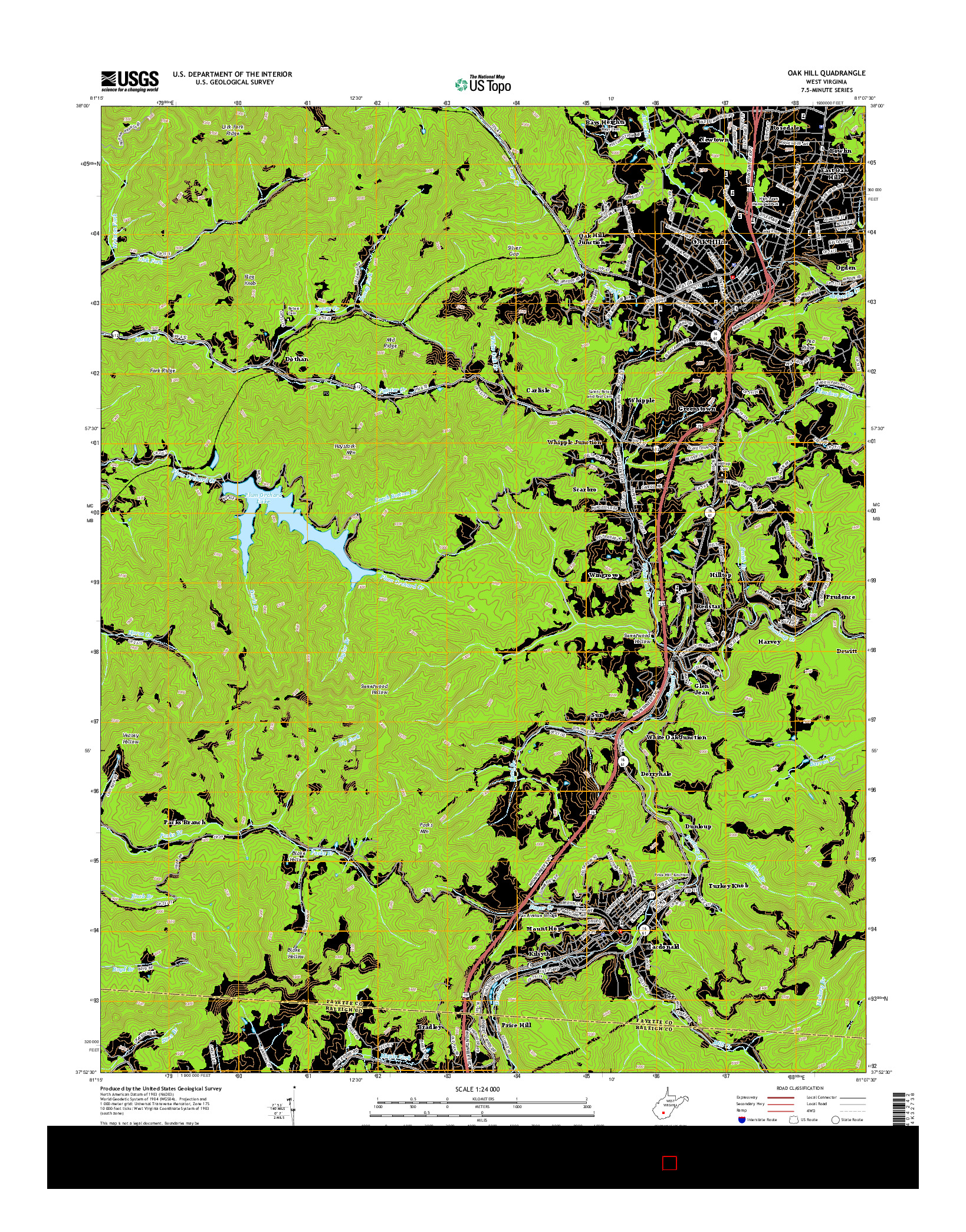 USGS US TOPO 7.5-MINUTE MAP FOR OAK HILL, WV 2014