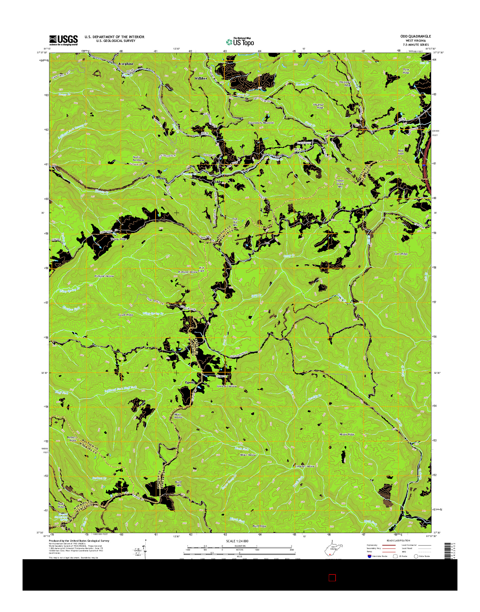 USGS US TOPO 7.5-MINUTE MAP FOR ODD, WV 2014