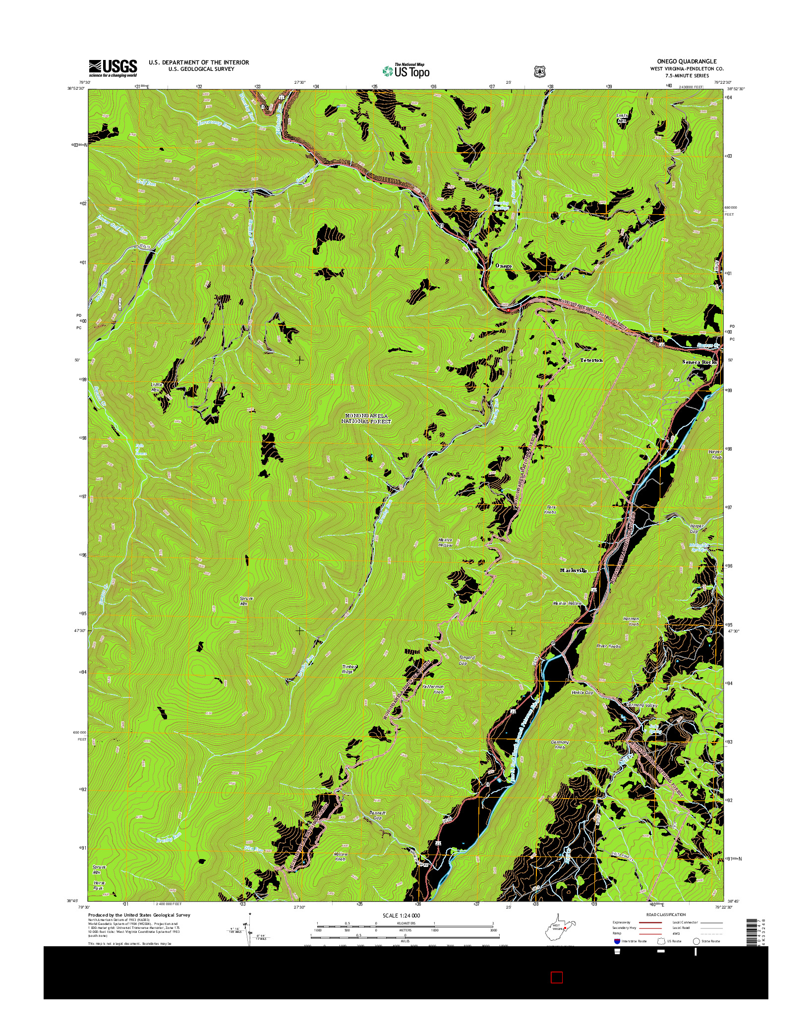 USGS US TOPO 7.5-MINUTE MAP FOR ONEGO, WV 2014