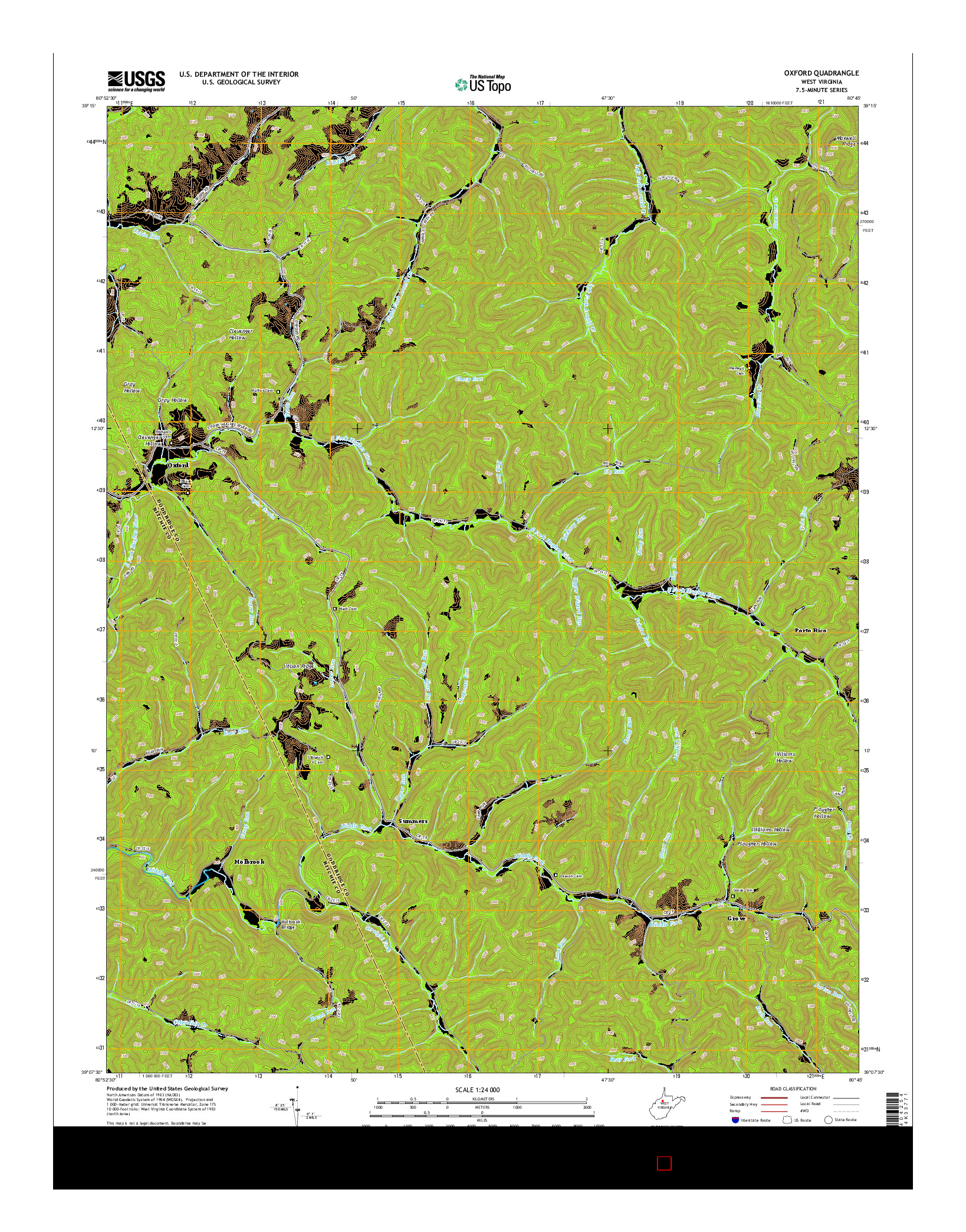 USGS US TOPO 7.5-MINUTE MAP FOR OXFORD, WV 2014