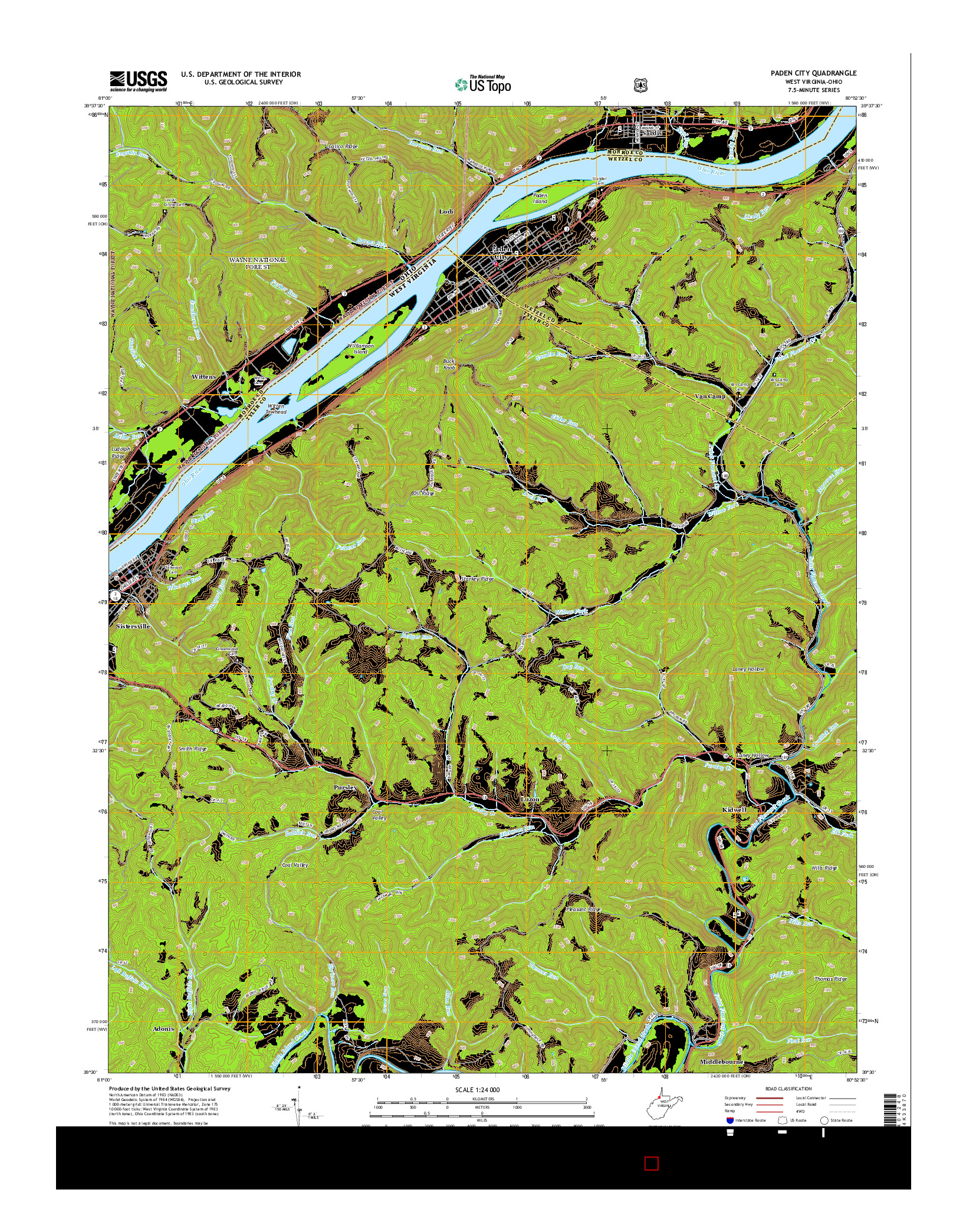USGS US TOPO 7.5-MINUTE MAP FOR PADEN CITY, WV-OH 2014