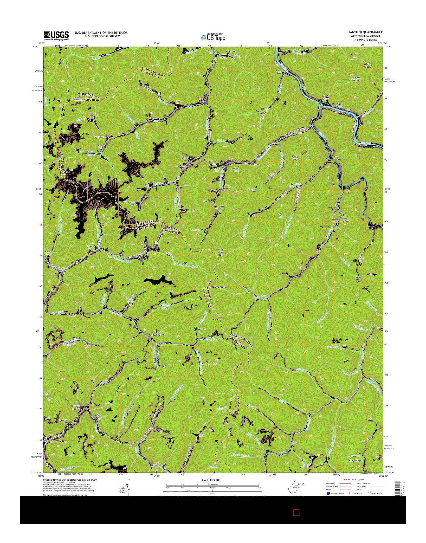 USGS US TOPO 7.5-MINUTE MAP FOR PANTHER, WV-VA 2014