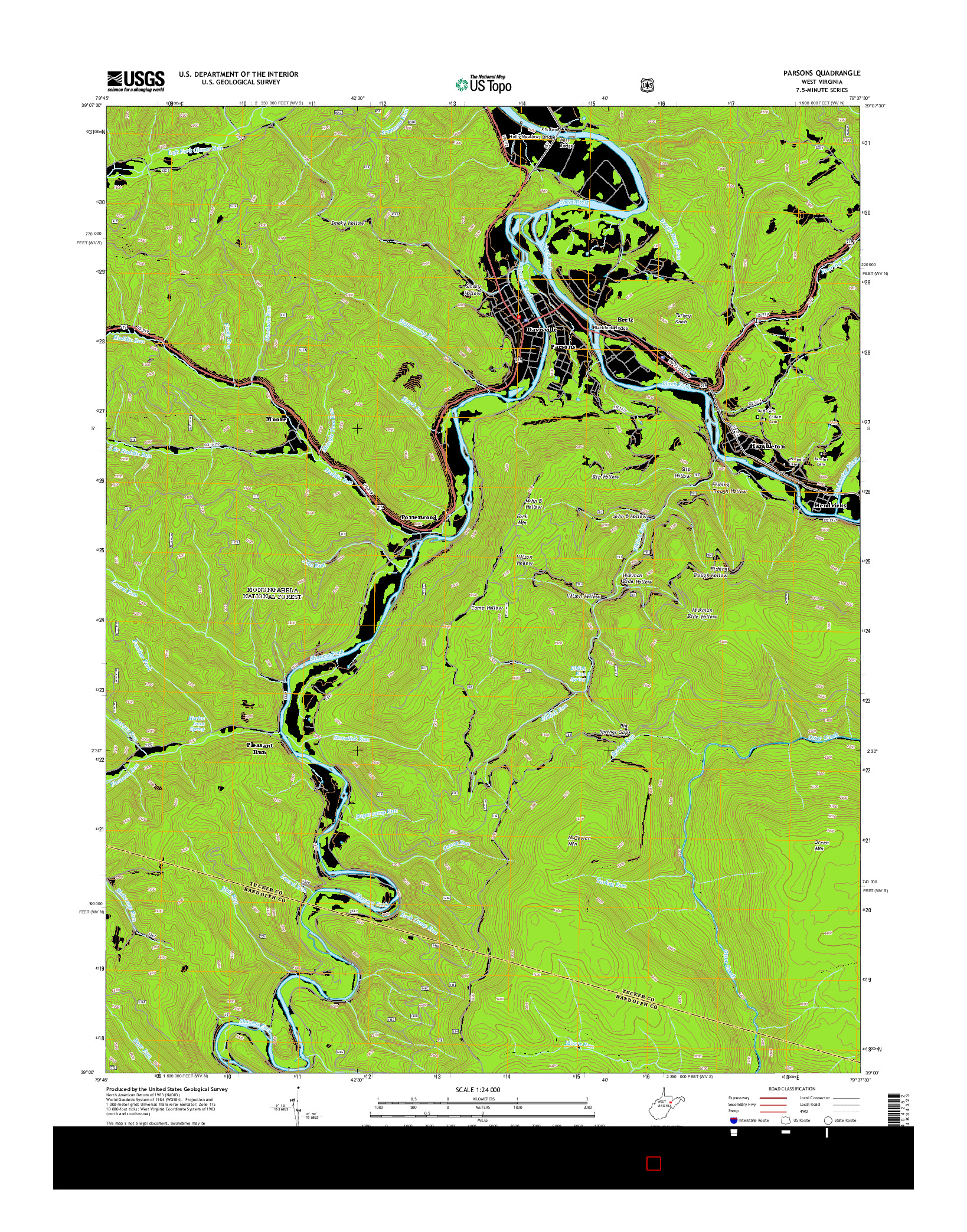 USGS US TOPO 7.5-MINUTE MAP FOR PARSONS, WV 2014