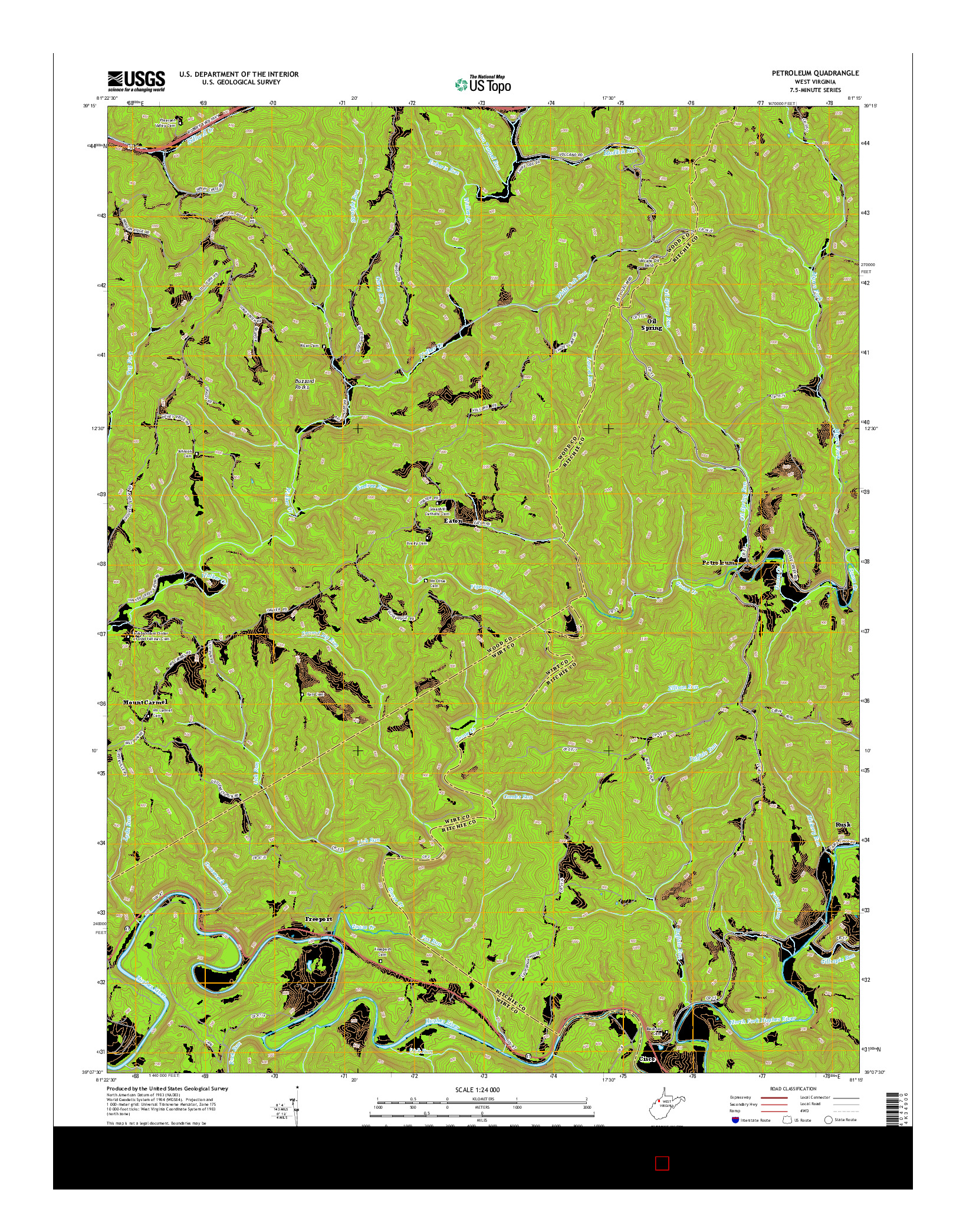 USGS US TOPO 7.5-MINUTE MAP FOR PETROLEUM, WV 2014